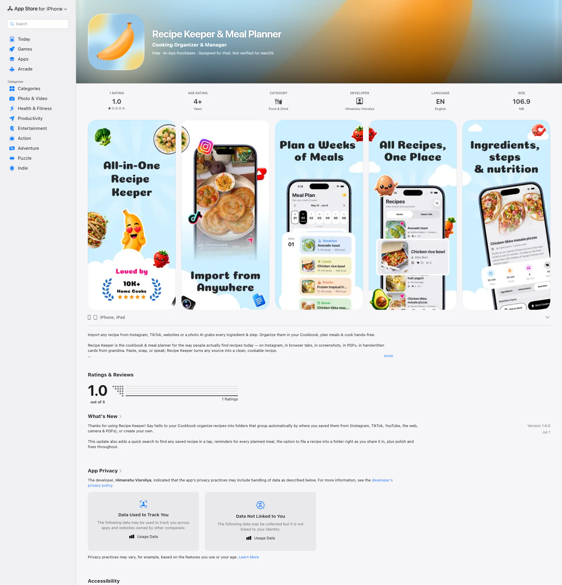 Recip: Recipe-Keeper & Meal Planner landing page