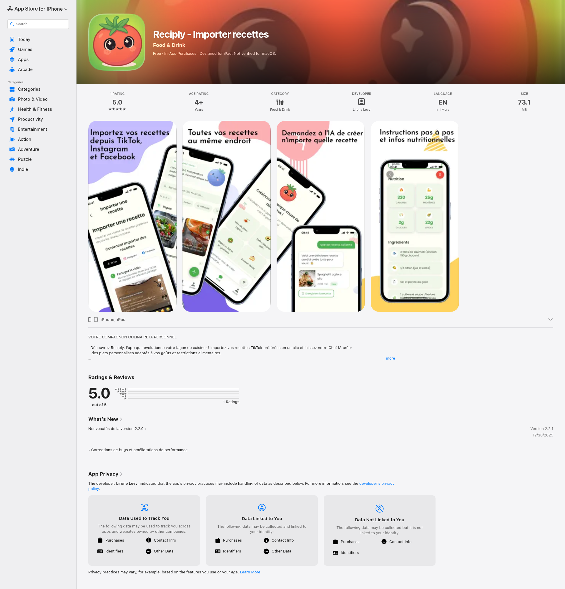 Landing page screenshot for apps.apple.com, 1920 by 2000 pixels