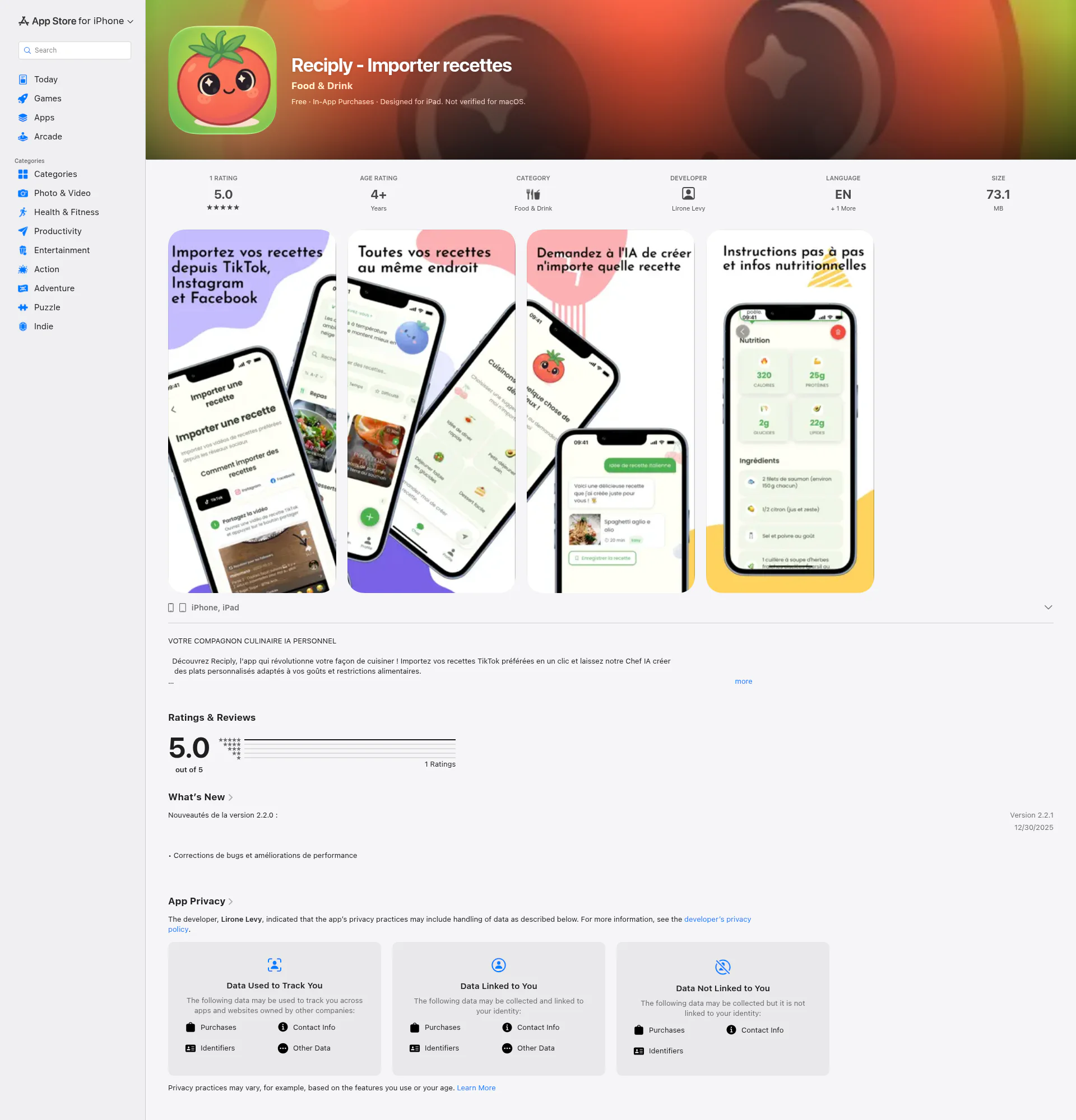 reciply landing page