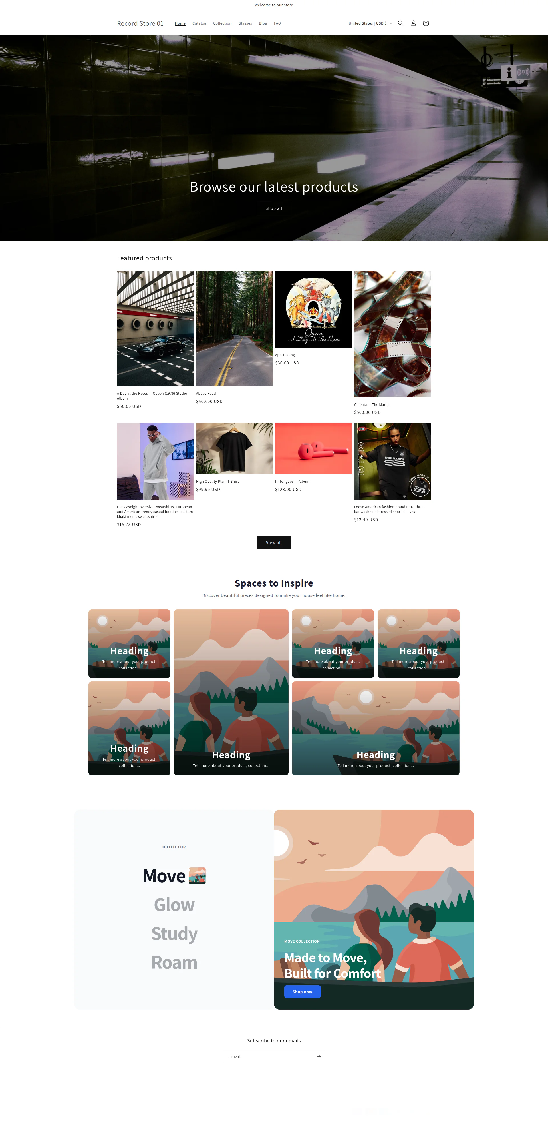 Record Store 01 landing page