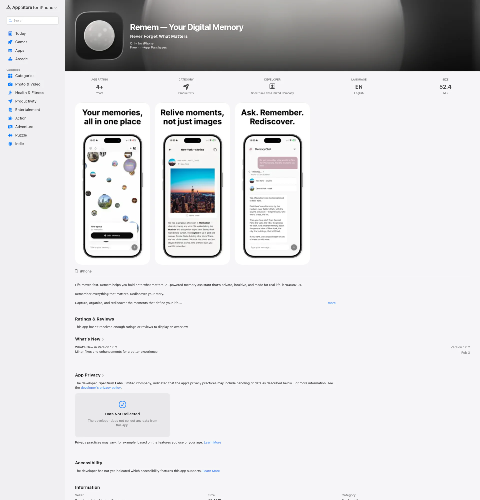 Remem landing page