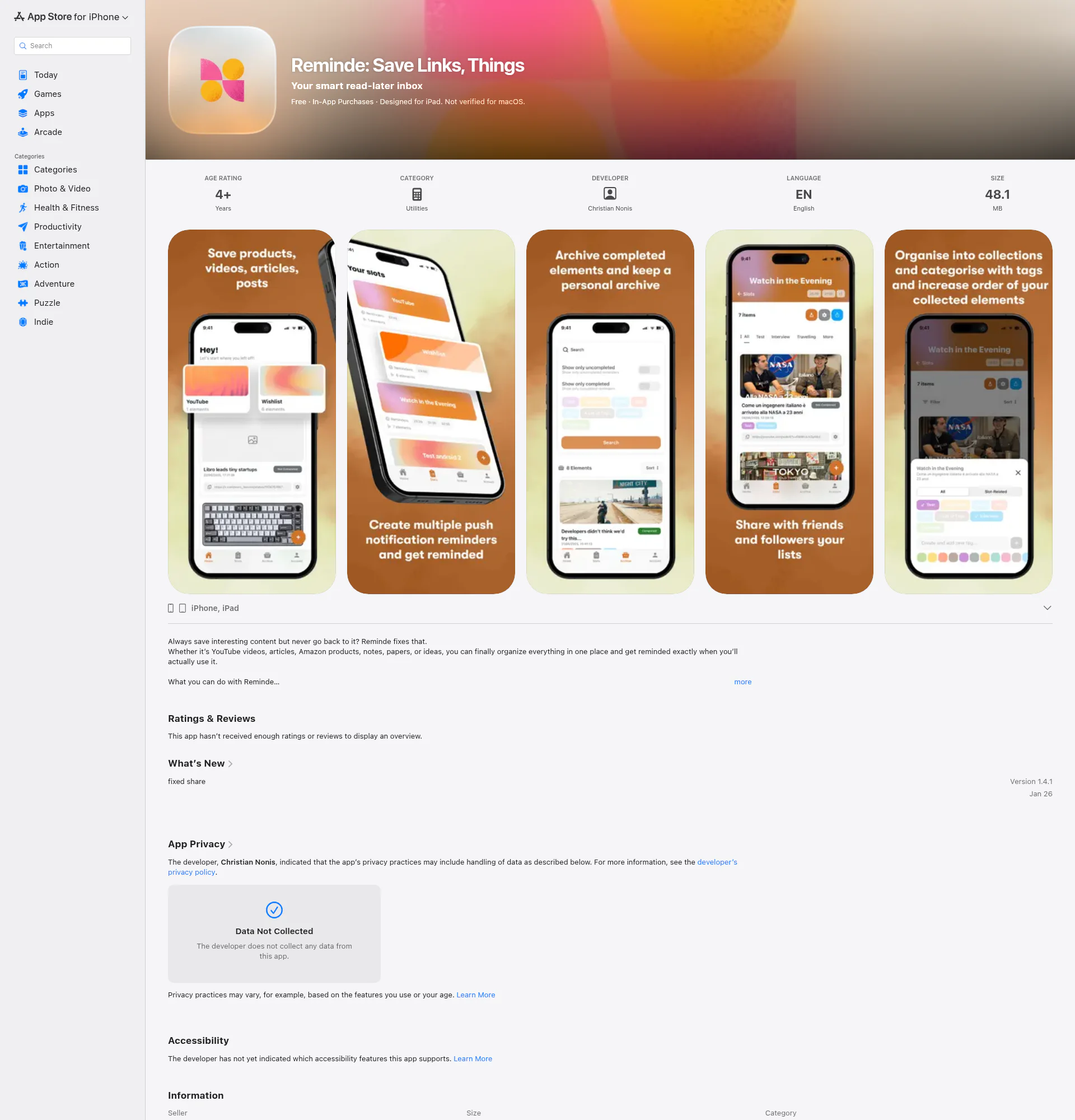 Reminde landing page