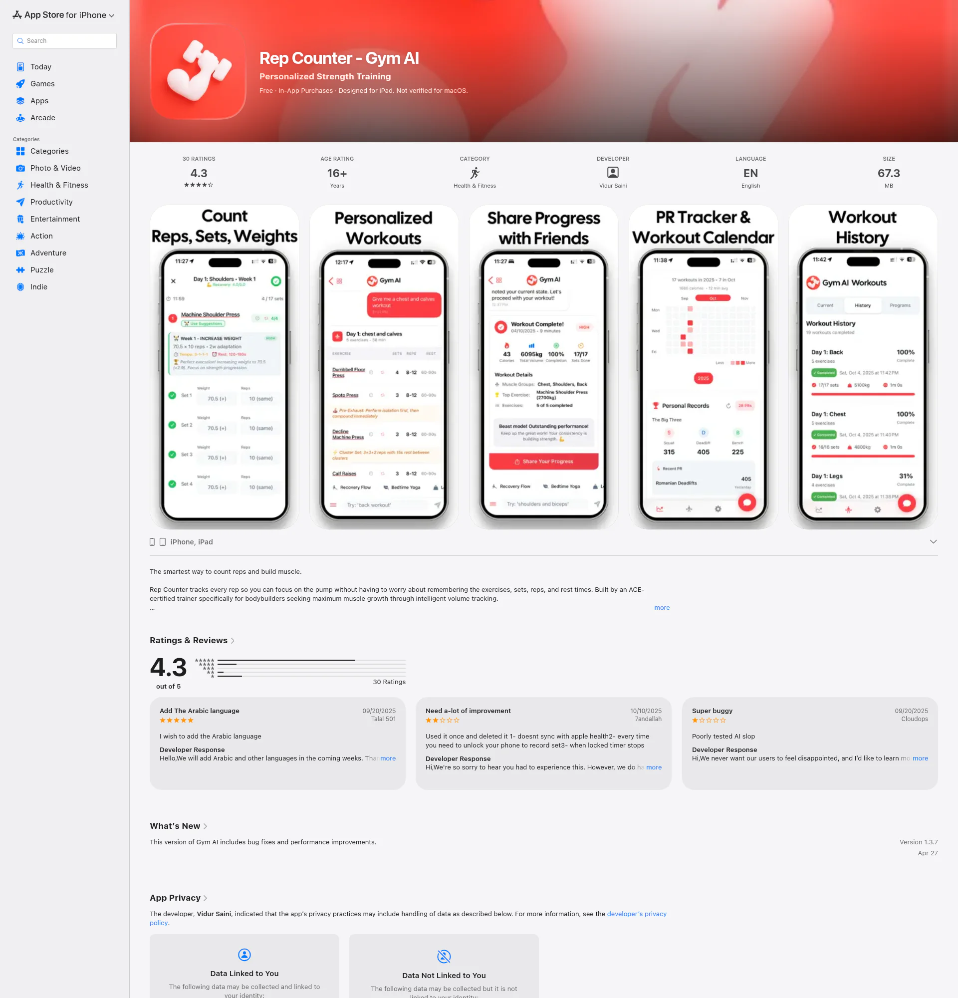Rep Counter - Gym AI landing page