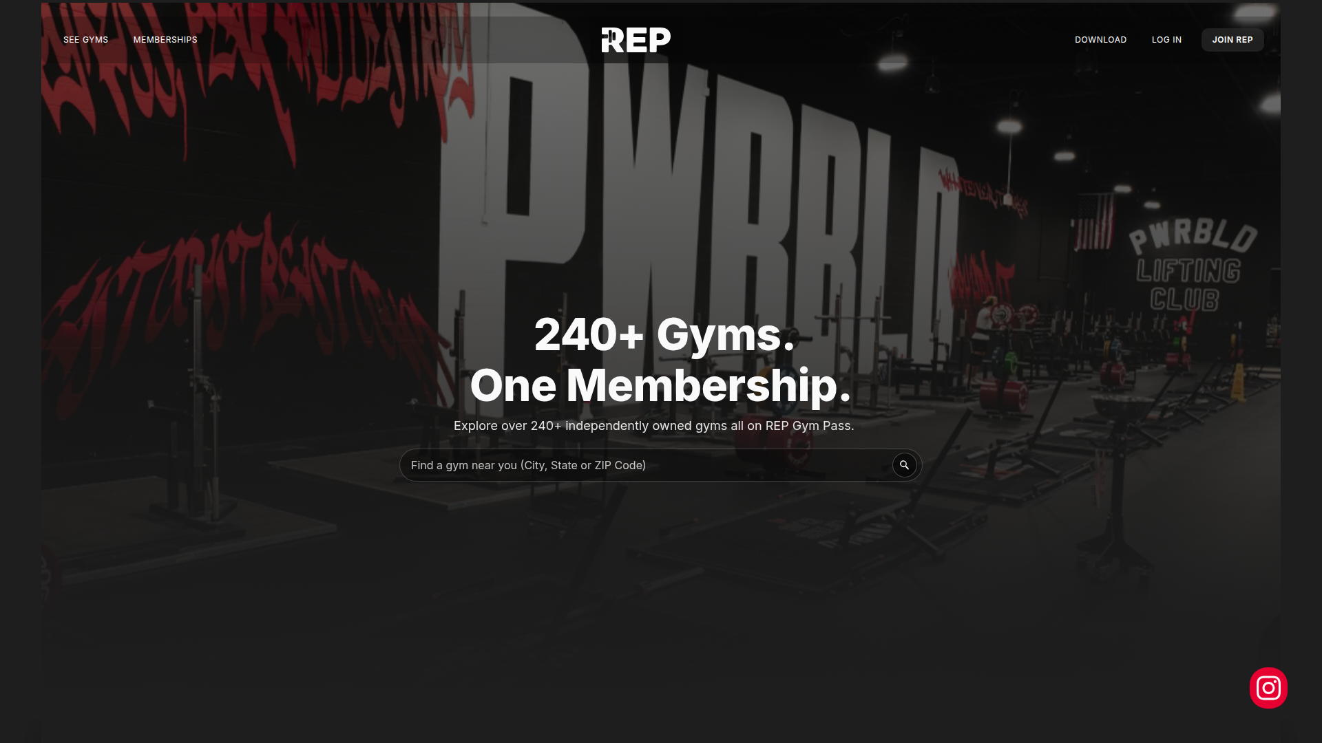 Landing page screenshot for repgympass.com, 1920 by 1080 pixels