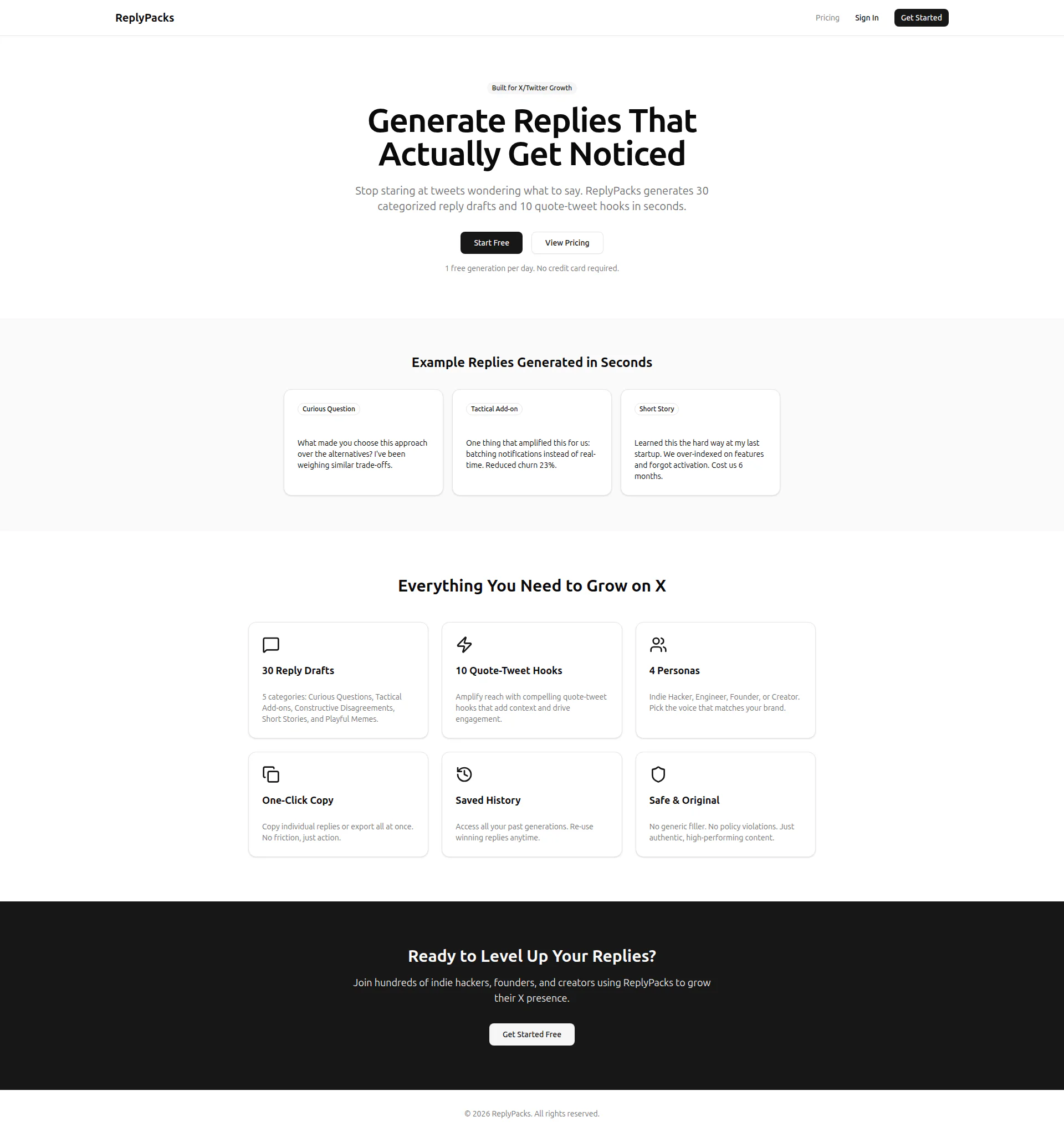 ReplyPack landing page