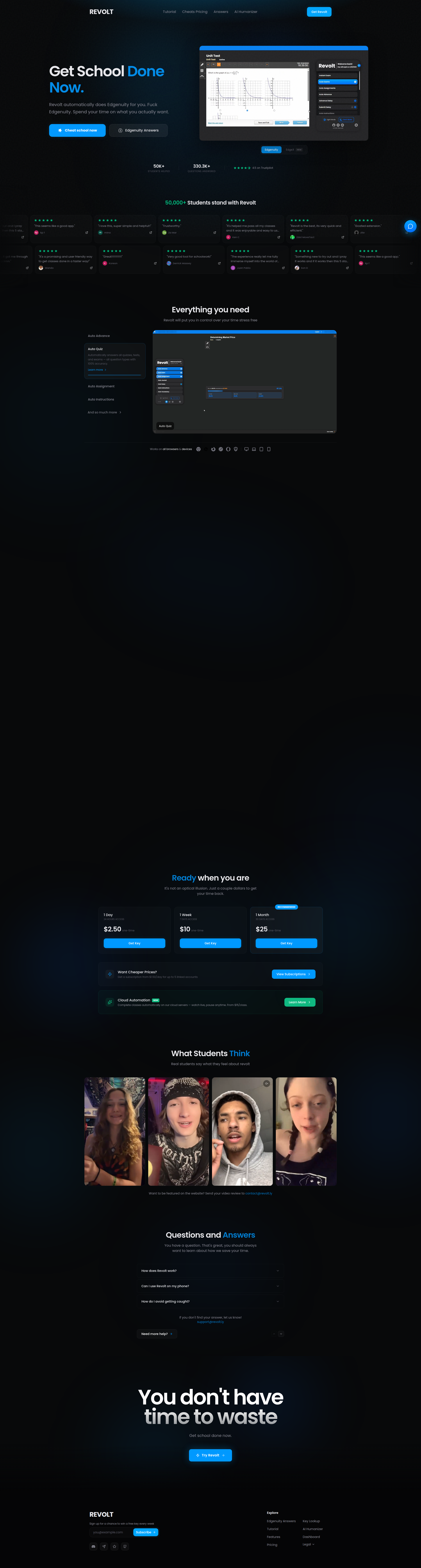 Landing page screenshot for revolt.ly, 1920 by 7153 pixels