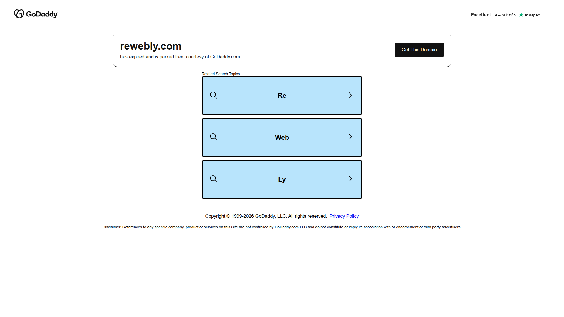 Landing page screenshot for rewebly.com, 1920 by 1080 pixels