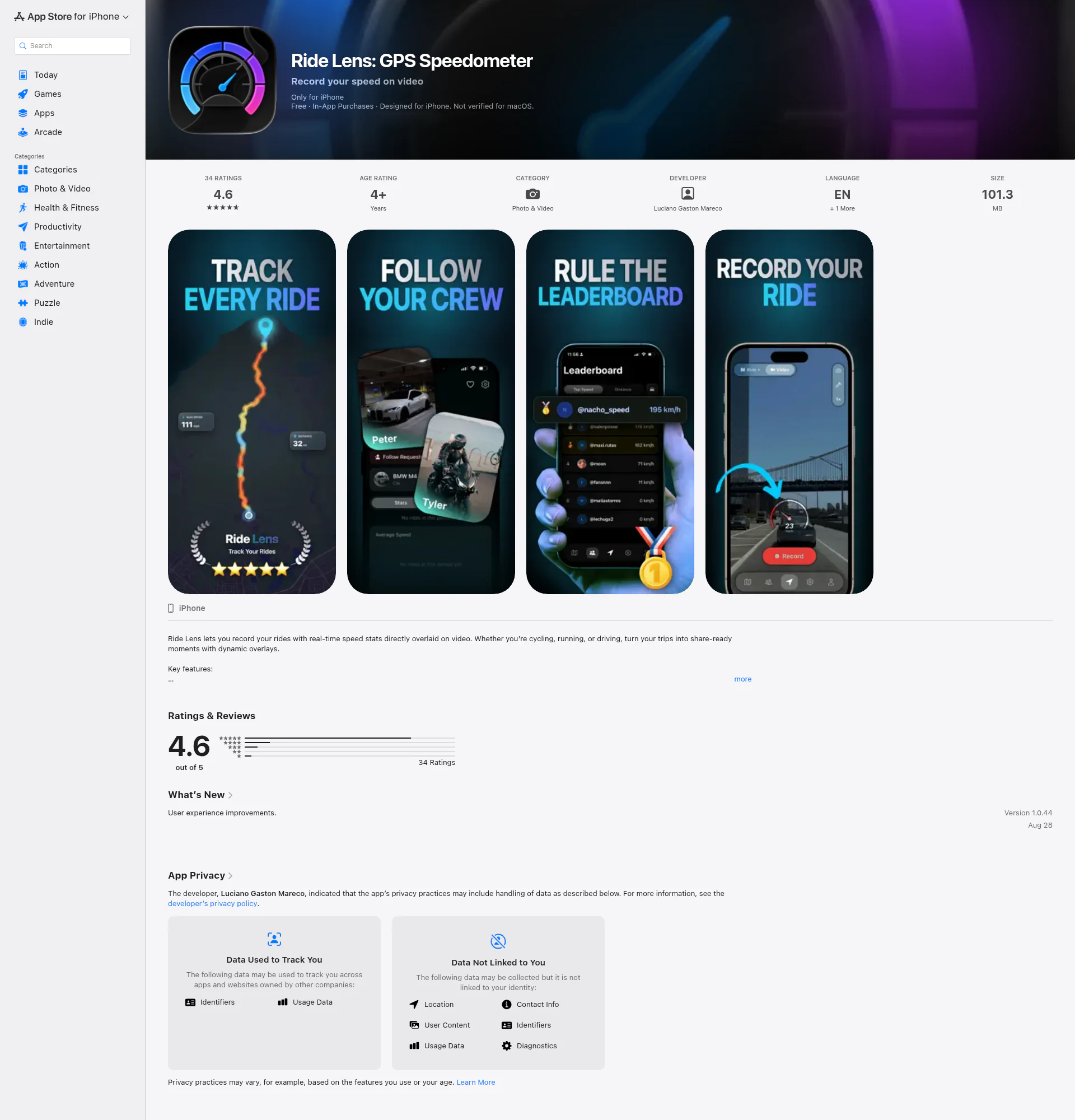 RideLens landing page