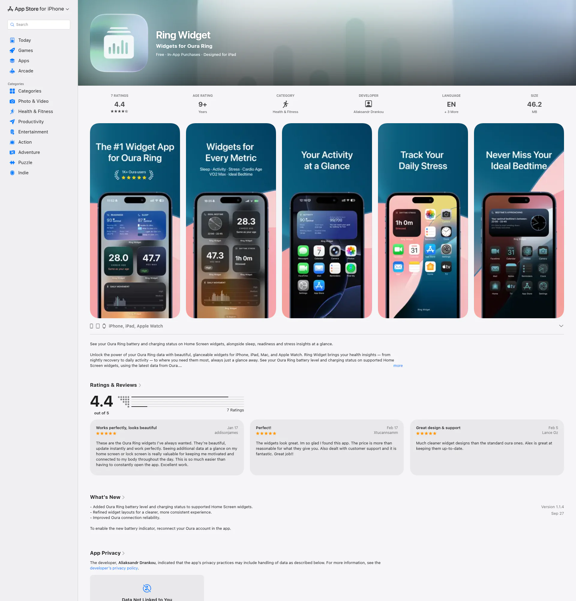 Ring Widget - Oura Ring widgets landing page