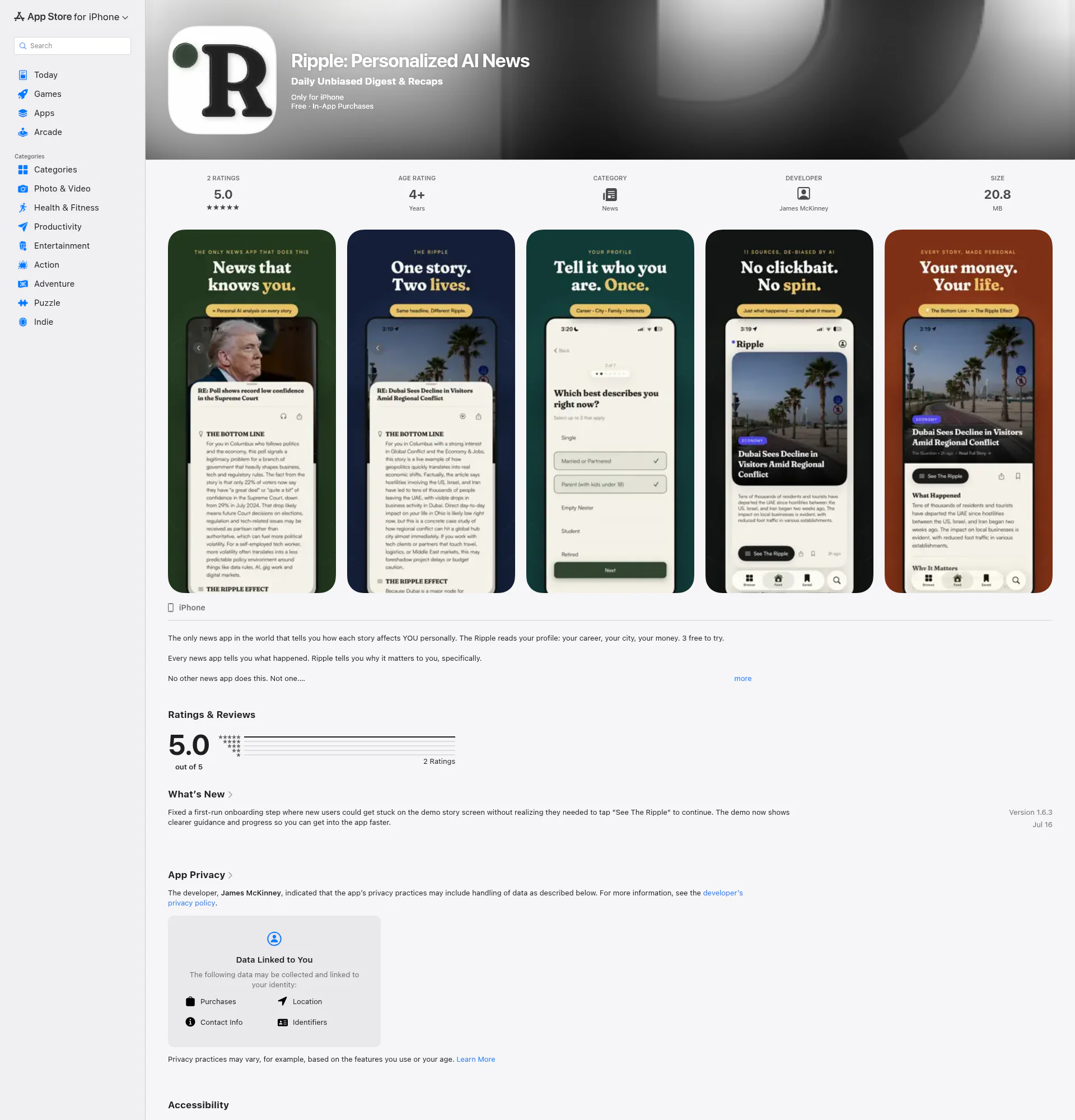 Ripple News - iOS landing page
