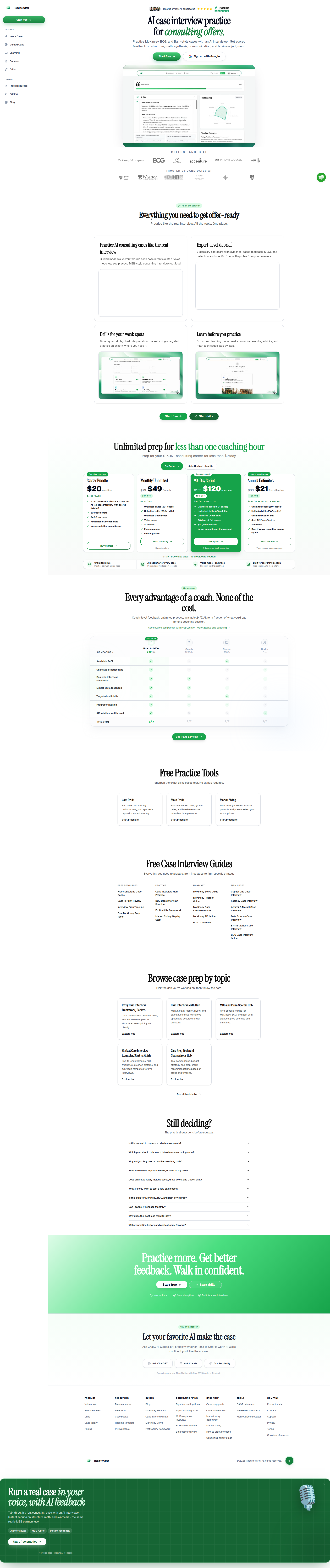 Landing page screenshot for roadtooffer.com, 1920 by 9136 pixels