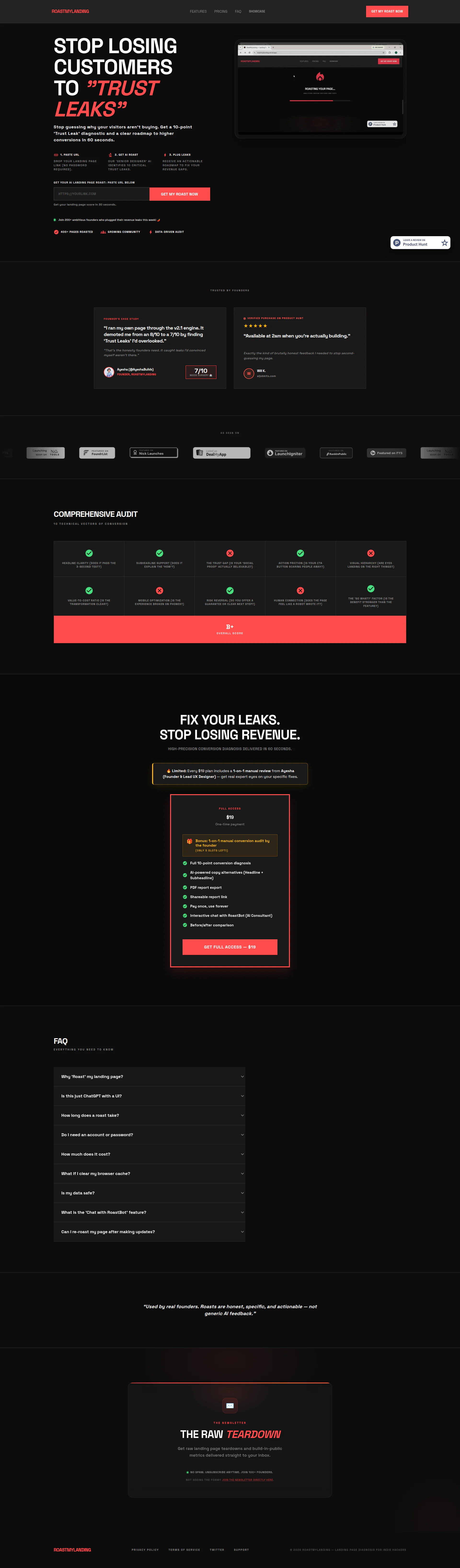 RoastMyLanding landing page