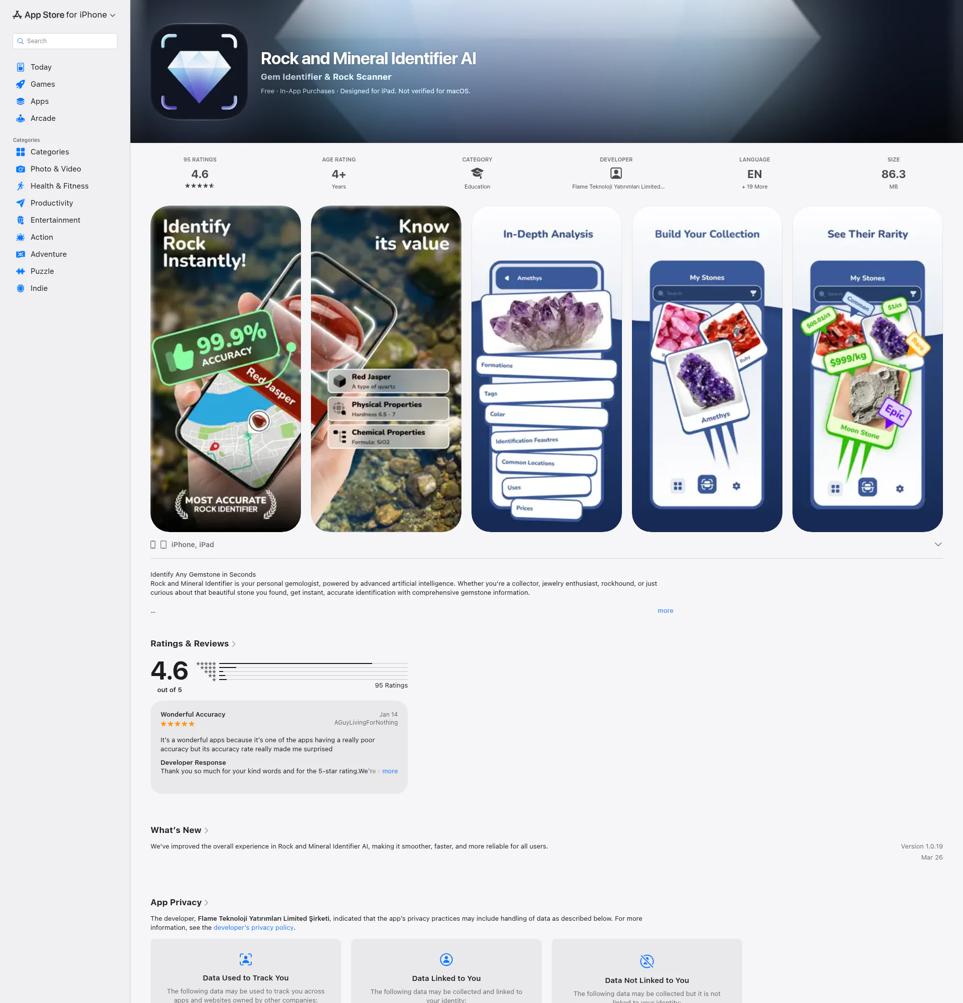 Rock Identifier landing page
