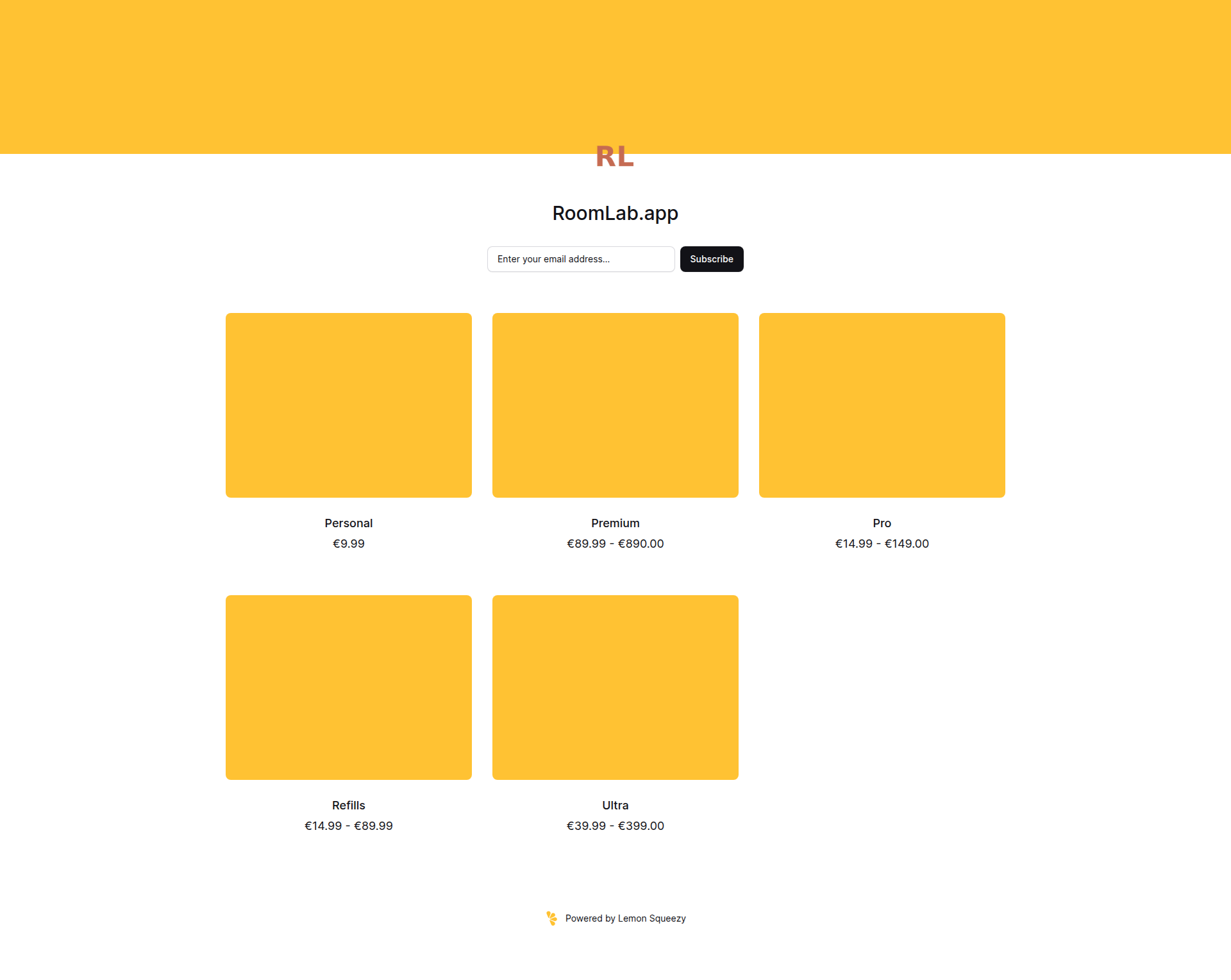 Landing page screenshot for store.roomlab.app, 1920 by 1528 pixels