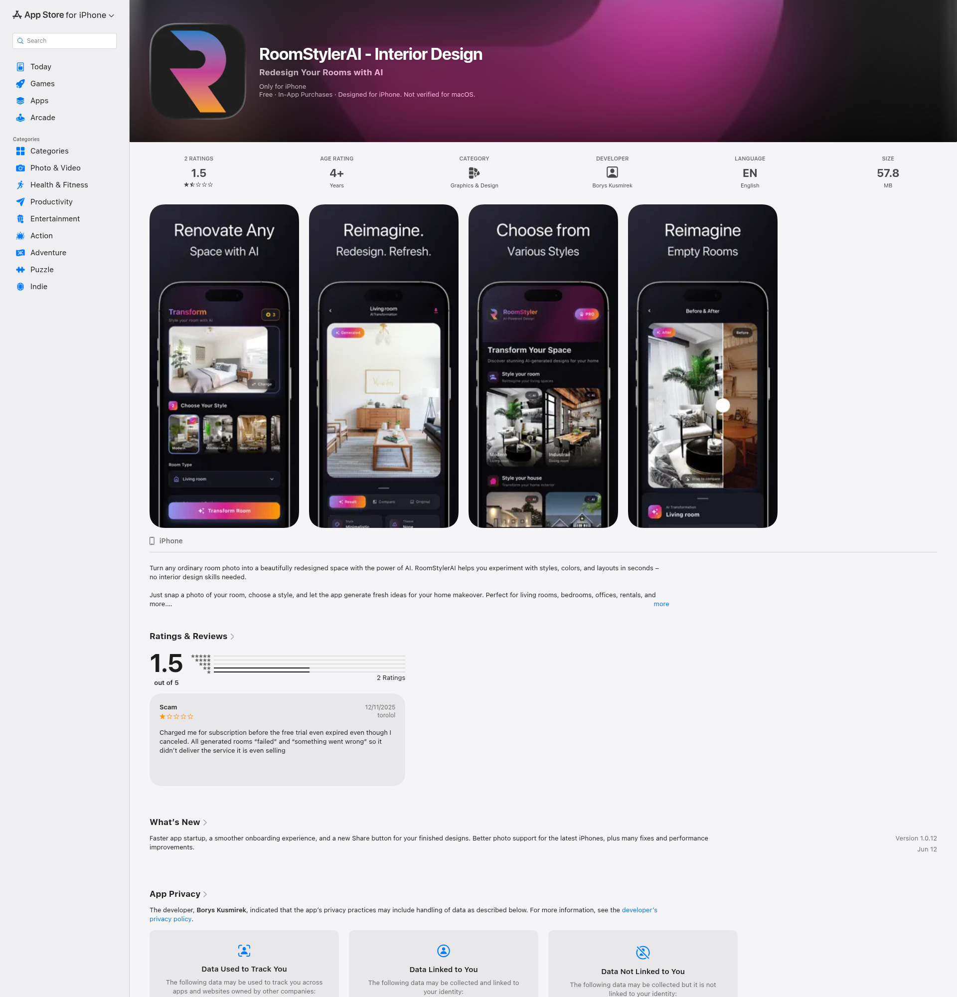 Landing page screenshot for apps.apple.com, 1920 by 2000 pixels