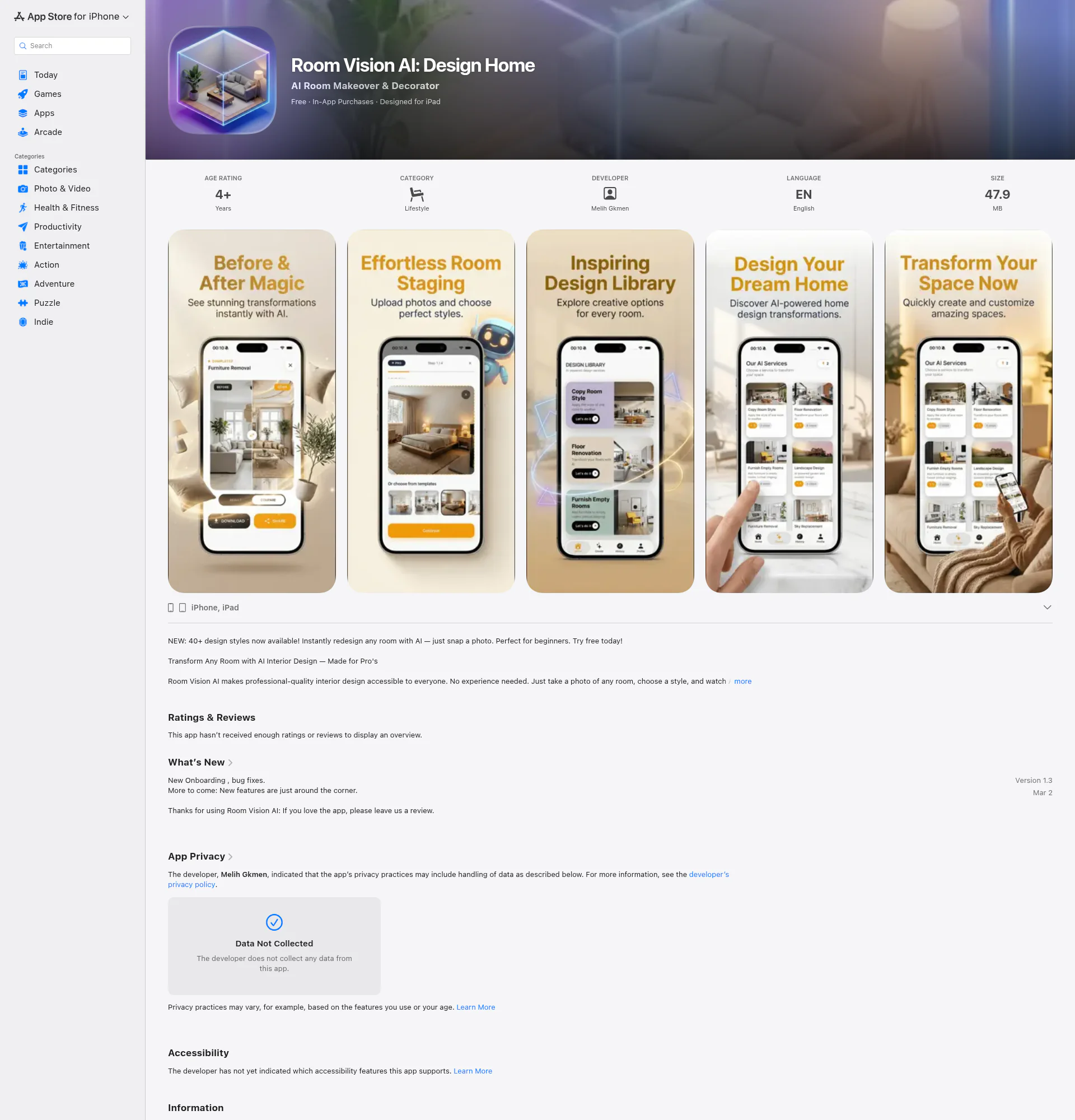 RoomVision AI landing page