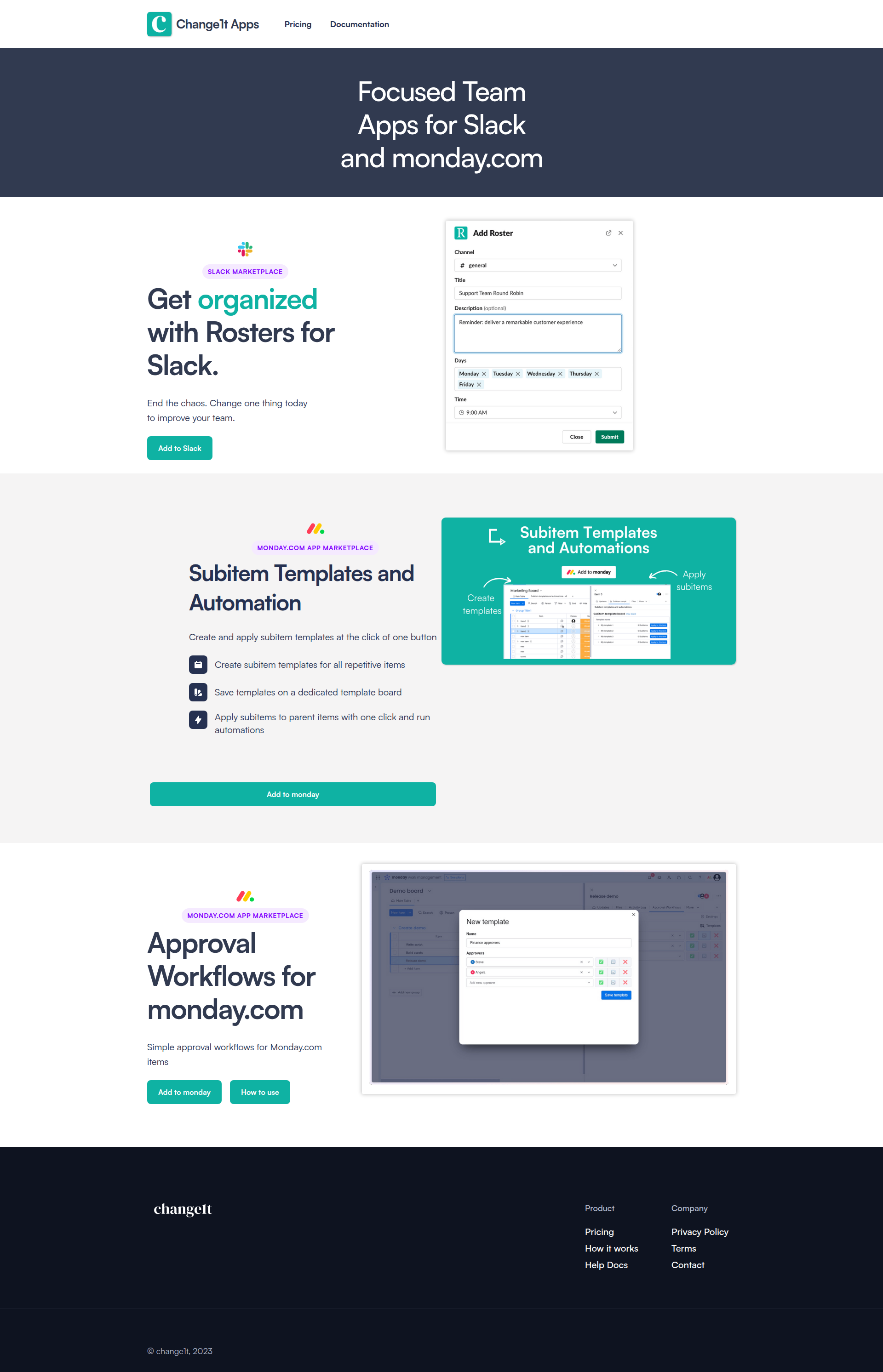 Landing page screenshot for change1t.com, 1920 by 2985 pixels