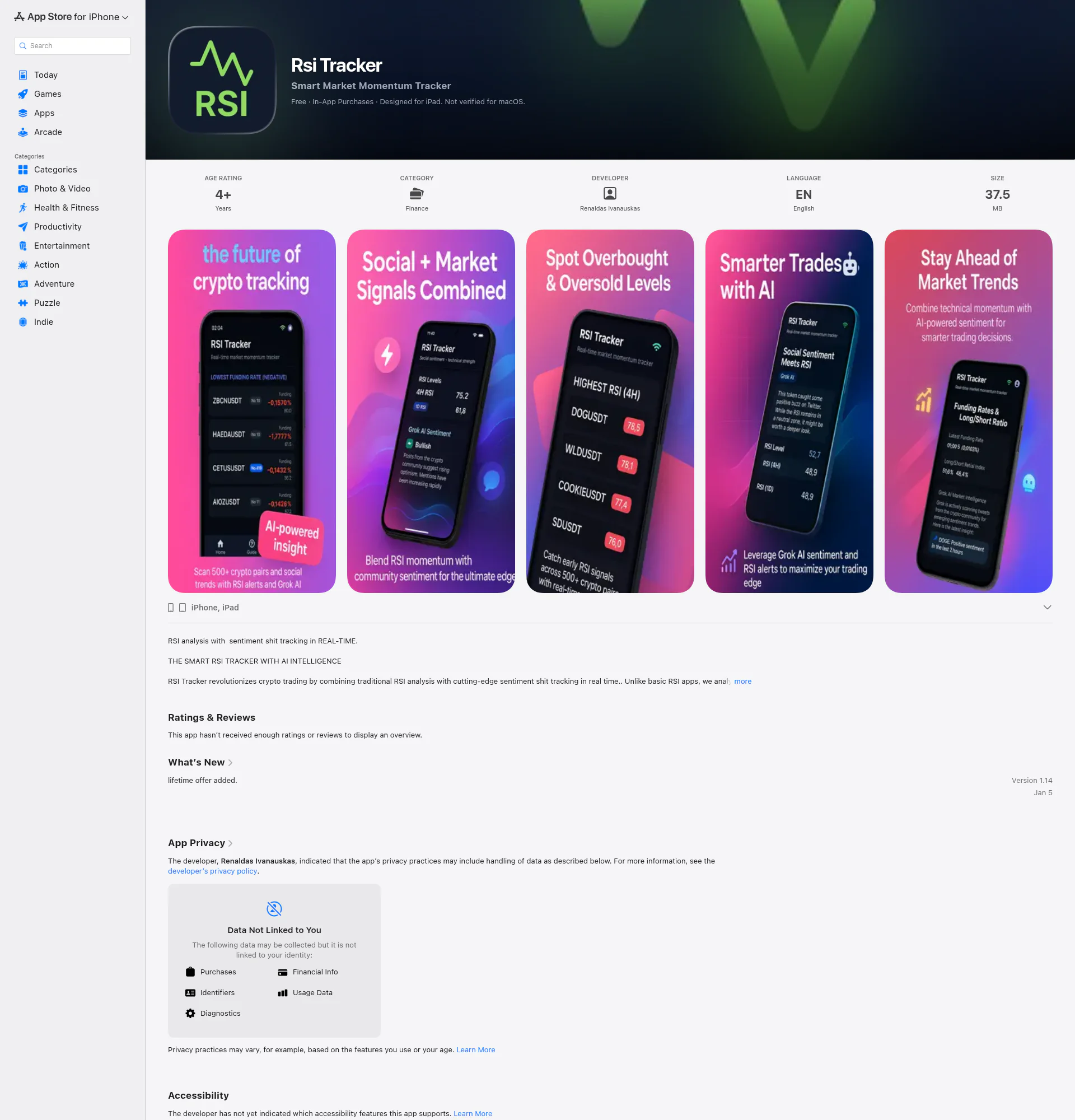 Rsi Tracker landing page