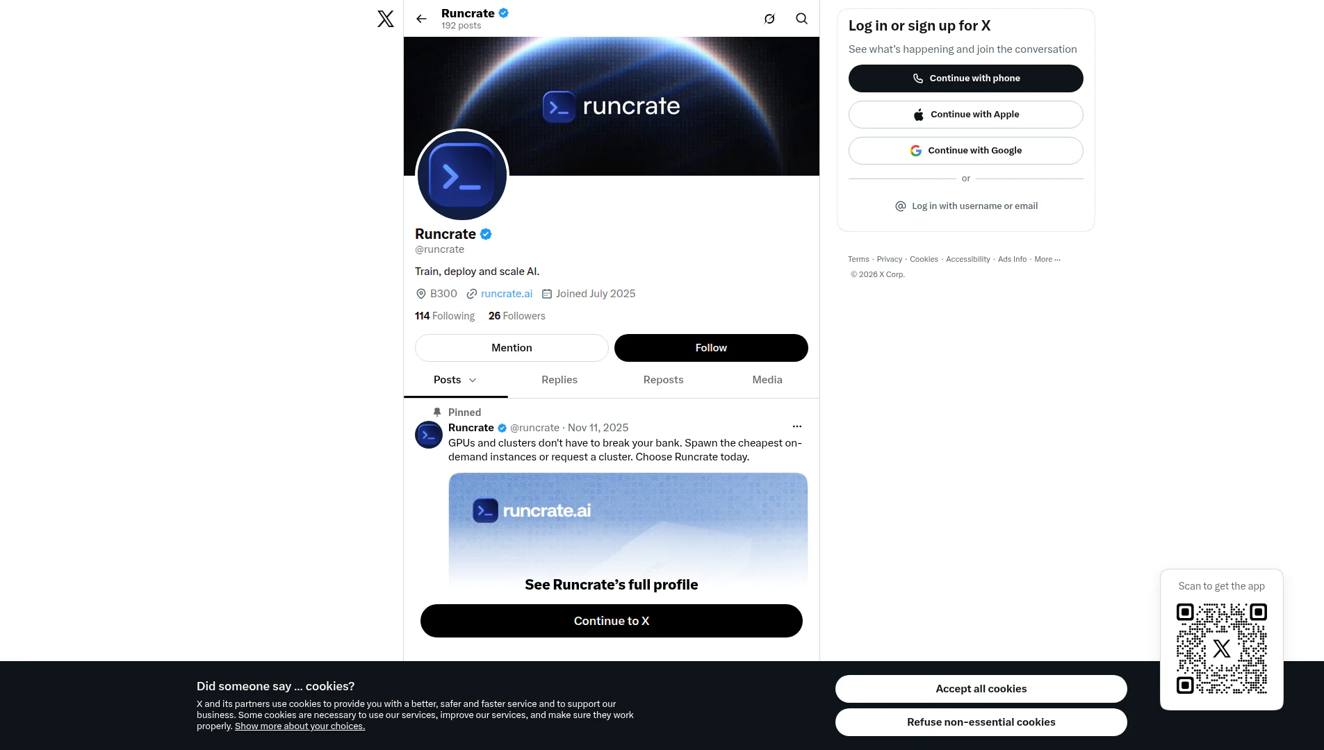 Runcrate landing page