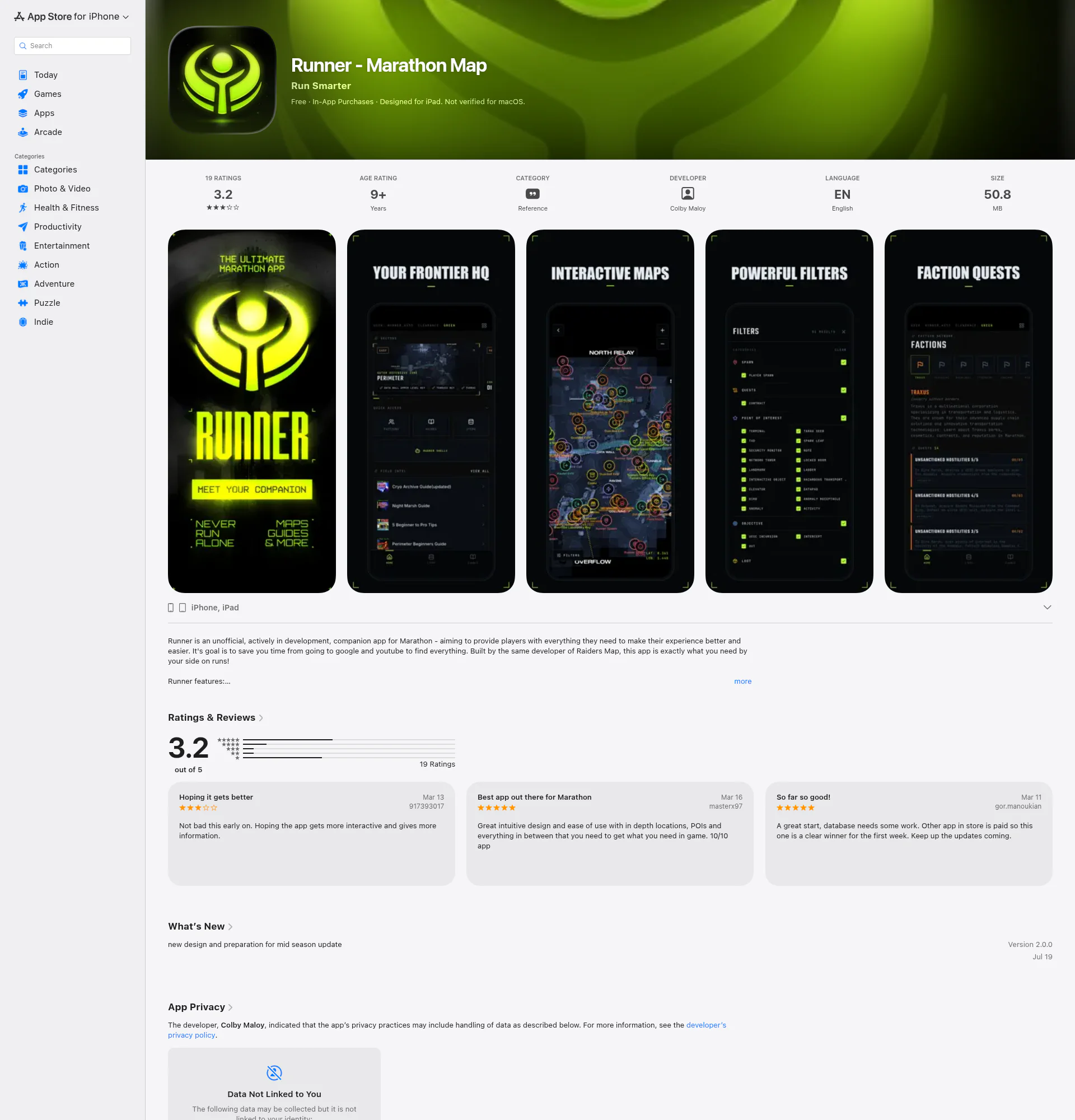 Runner landing page