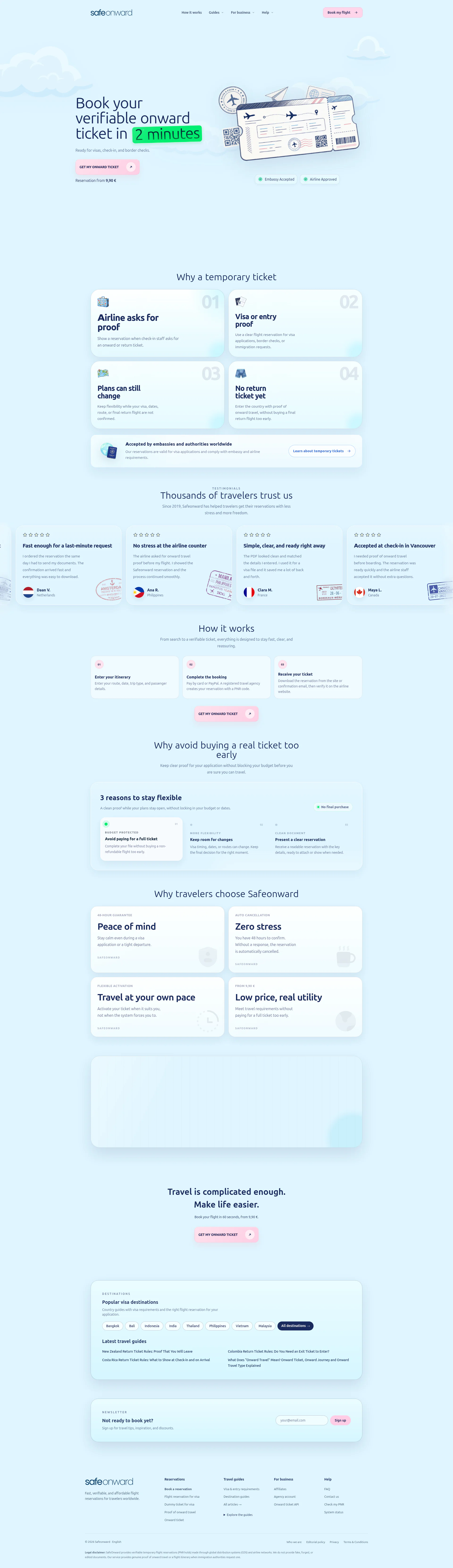 Safeonward - Onward flight ticket website