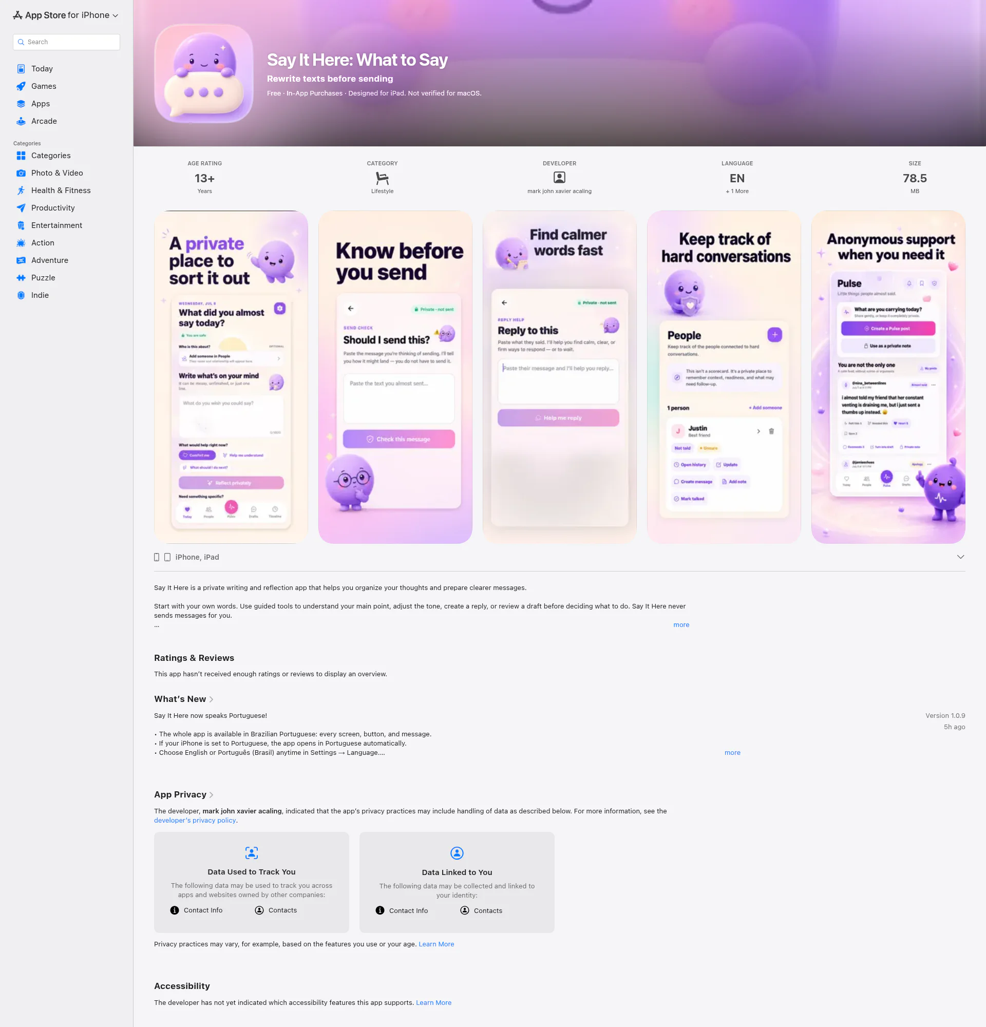 Say It Here landing page