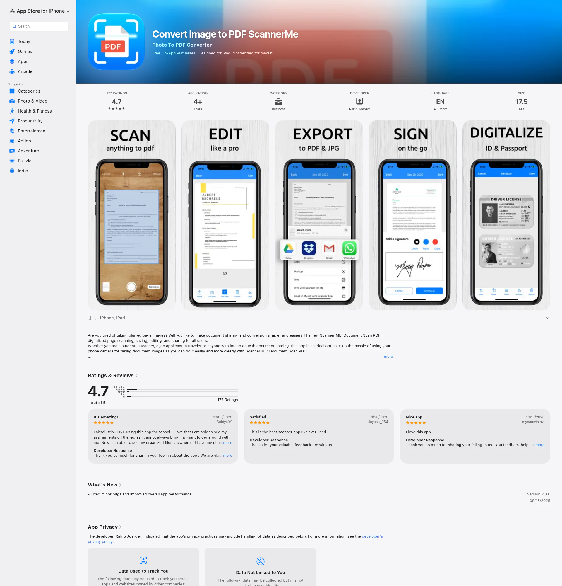 Scanner Me - Scan PDF Document landing page
