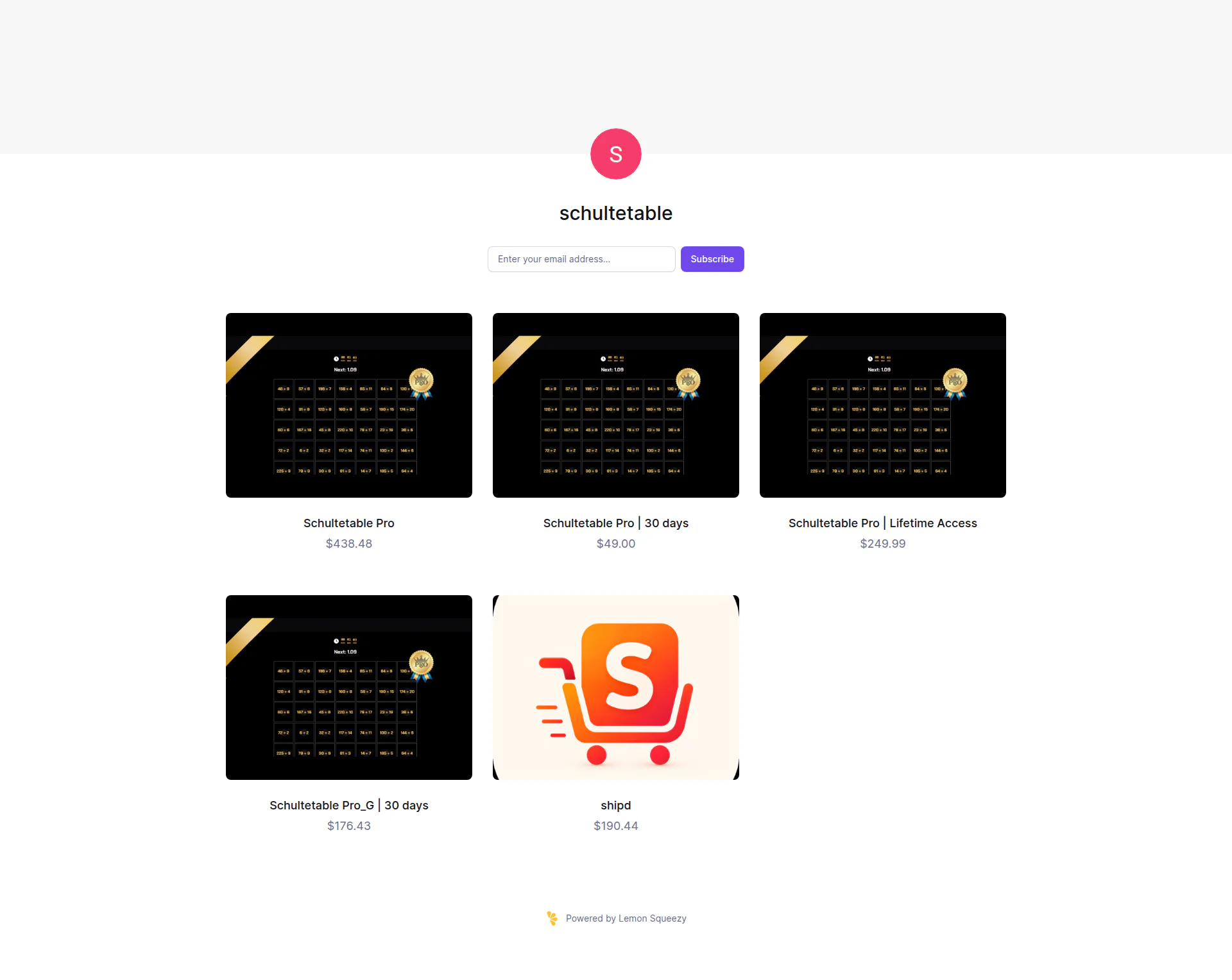 schultetable landing page