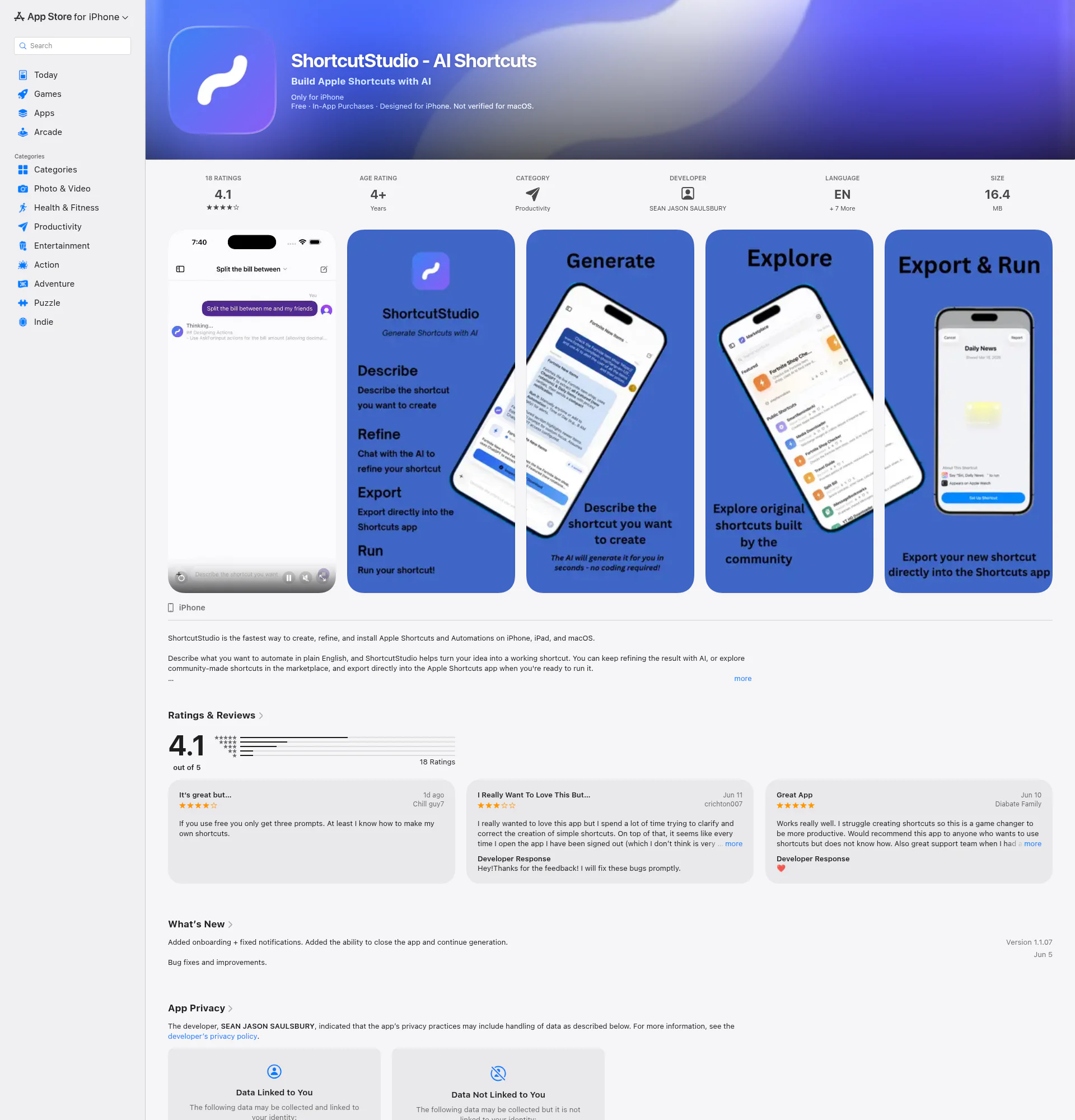 ShortcutStudio - AI Shortcuts landing page