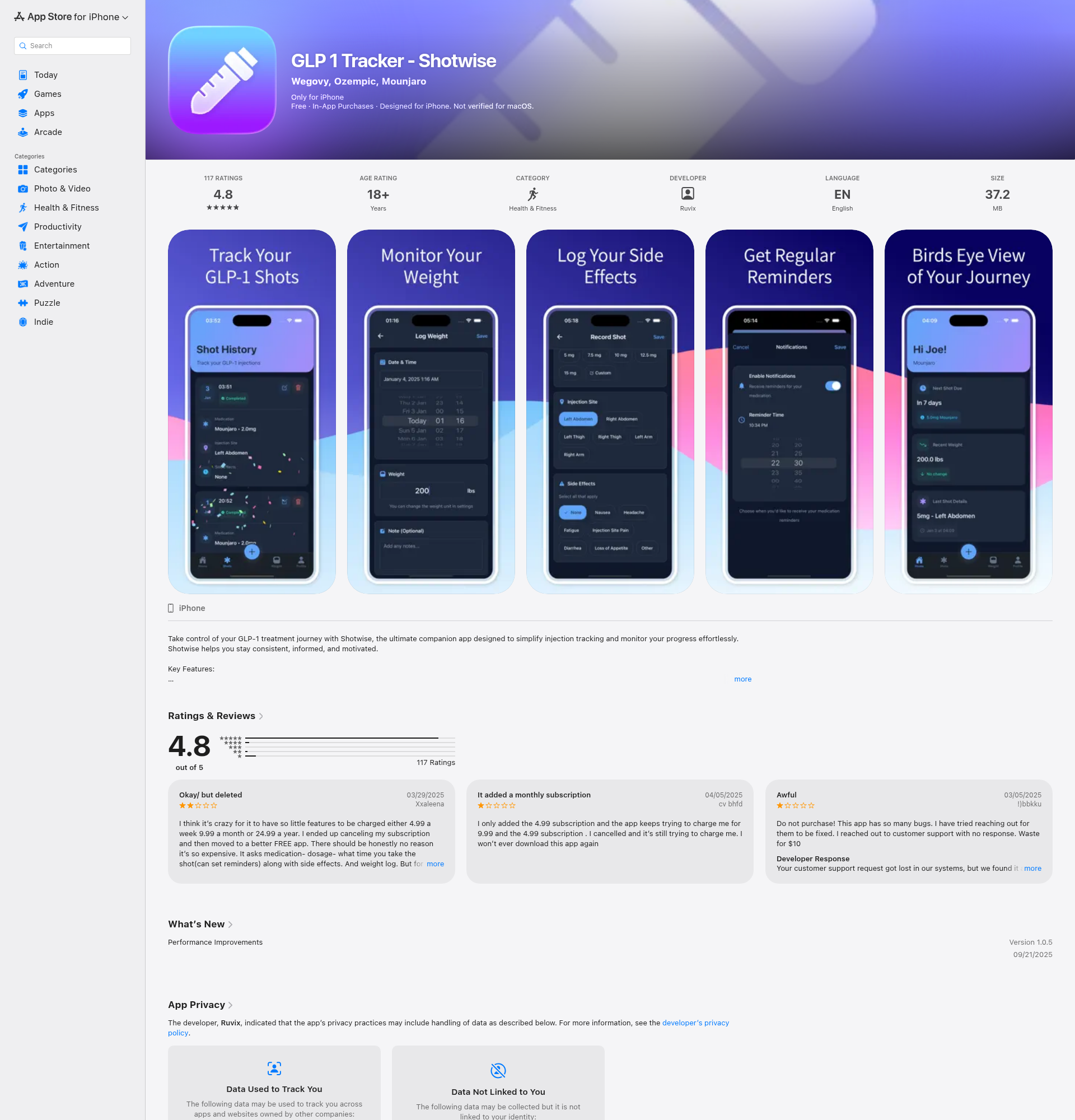 Landing page screenshot for apps.apple.com, 1920 by 2000 pixels