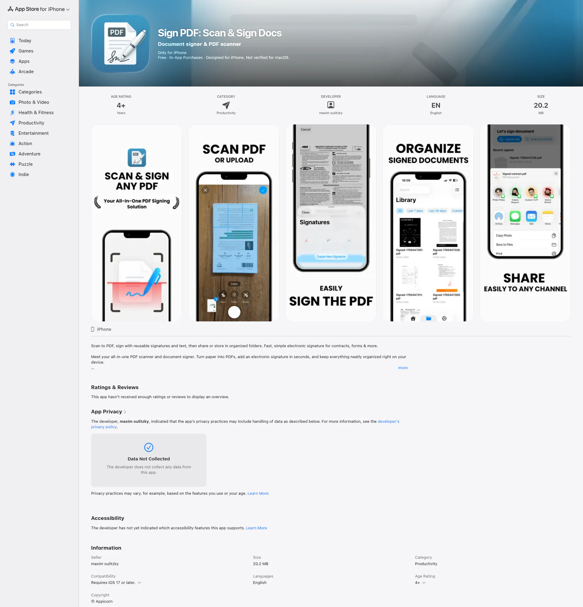 Sign PDF electronic signature landing page