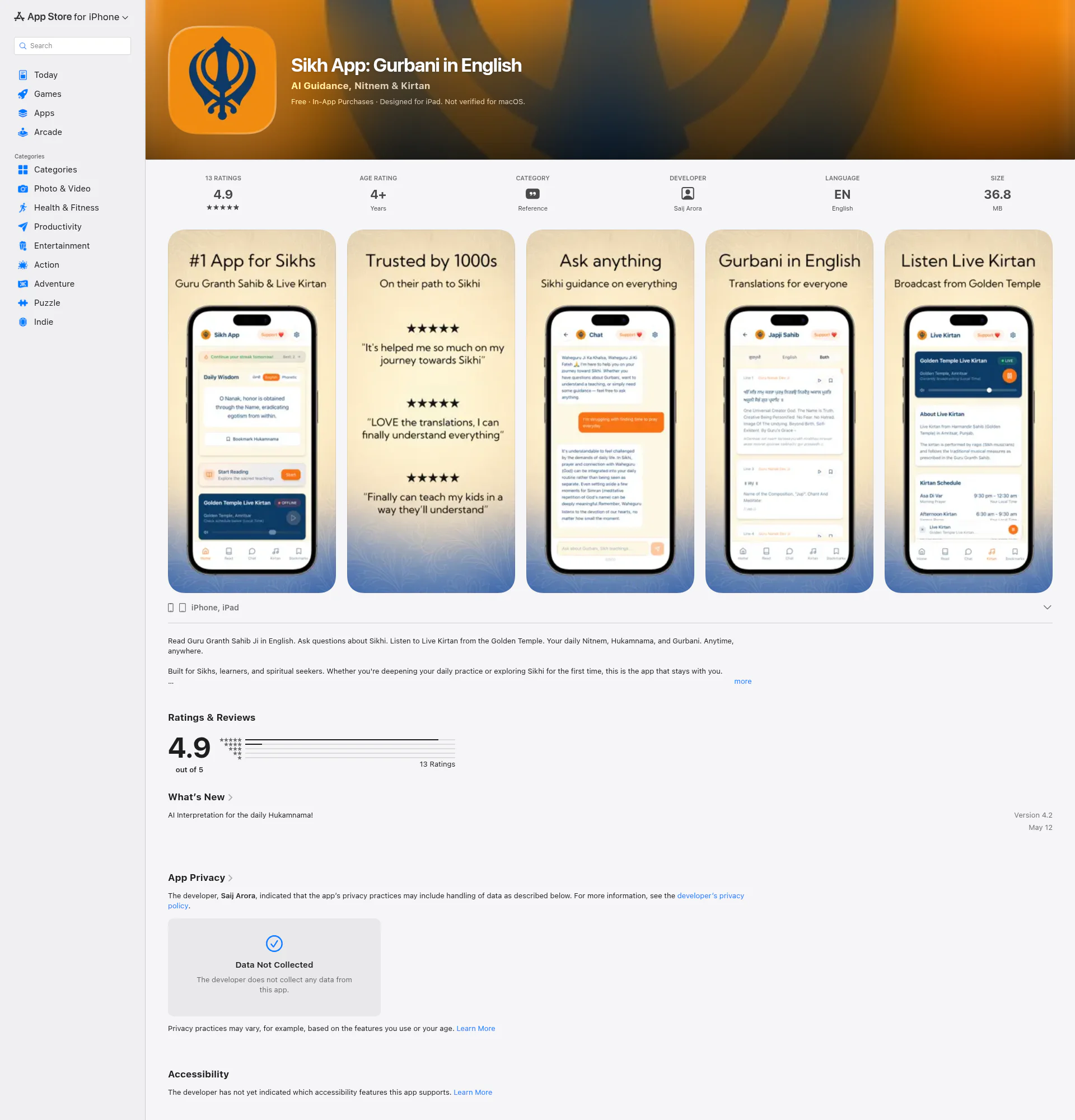 Sikh App landing page
