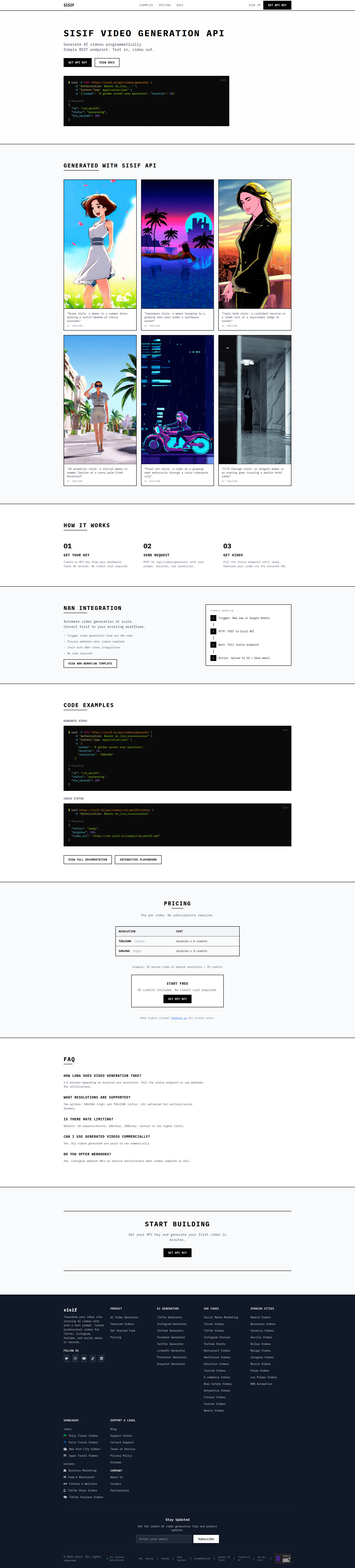 Landing page screenshot for sisif.ai, 1920 by 8476 pixels
