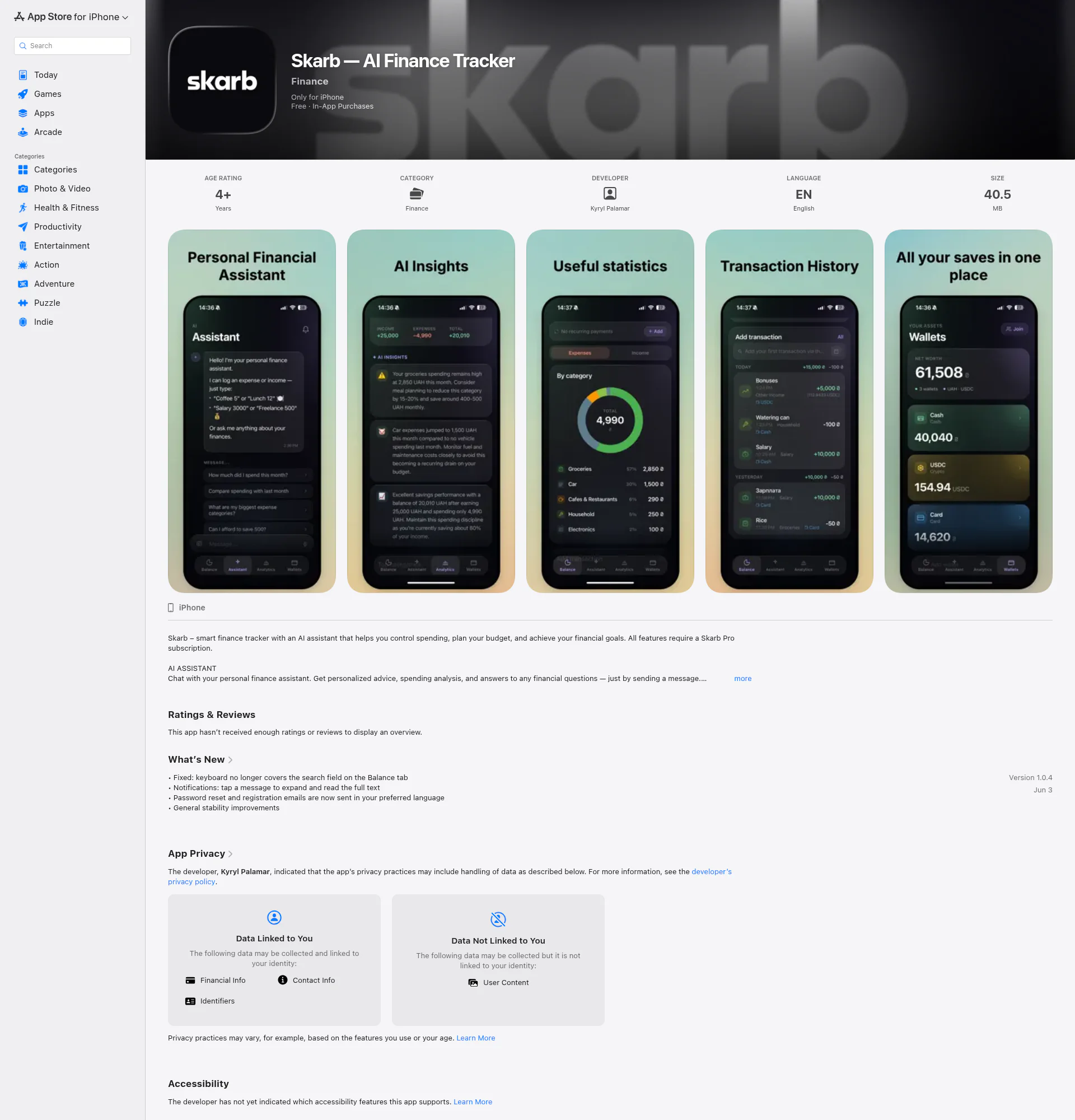 Skarb — AI Finance Tracker landing page
