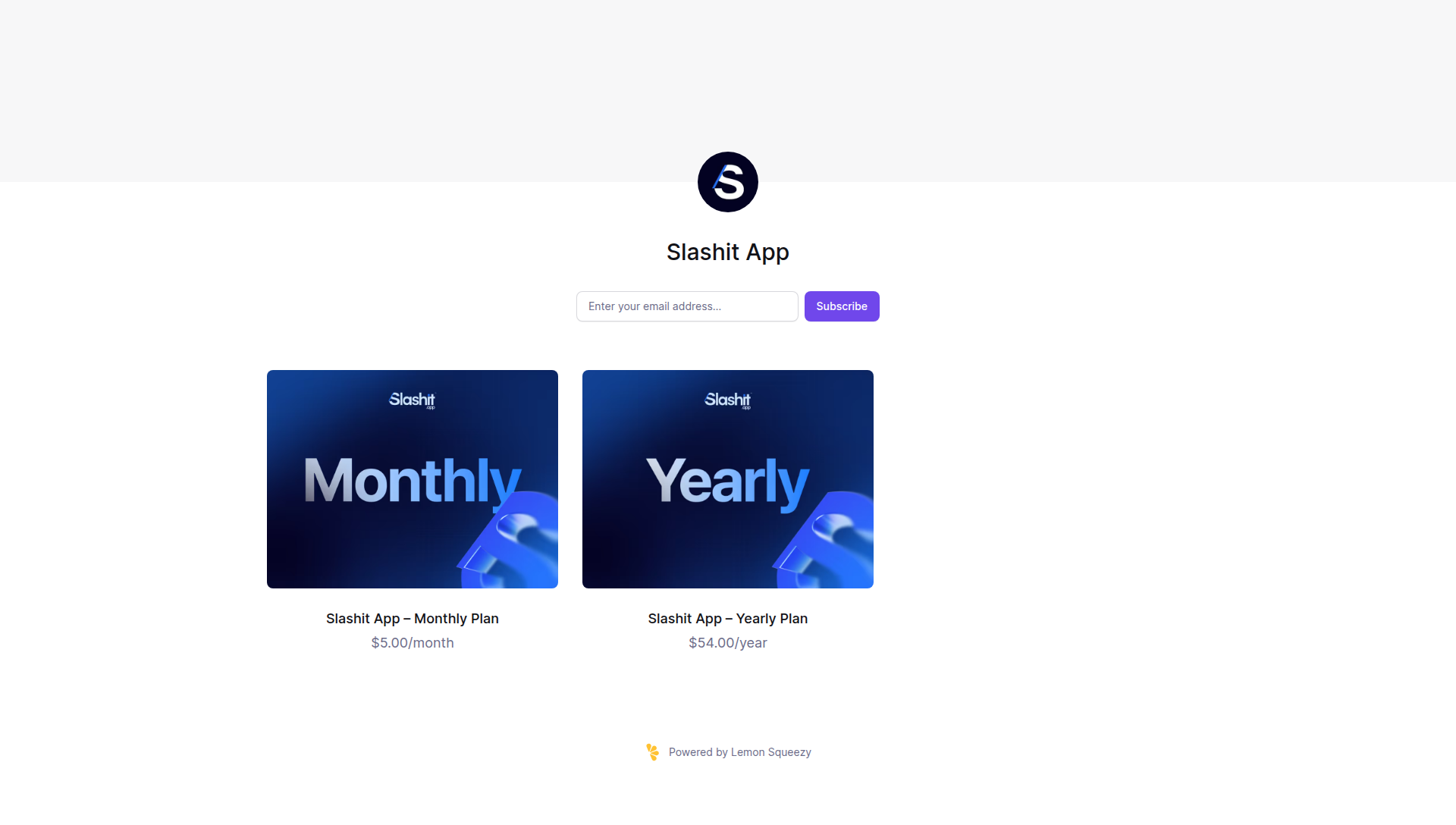 Landing page screenshot for slashit.lemonsqueezy.com, 1920 by 1088 pixels