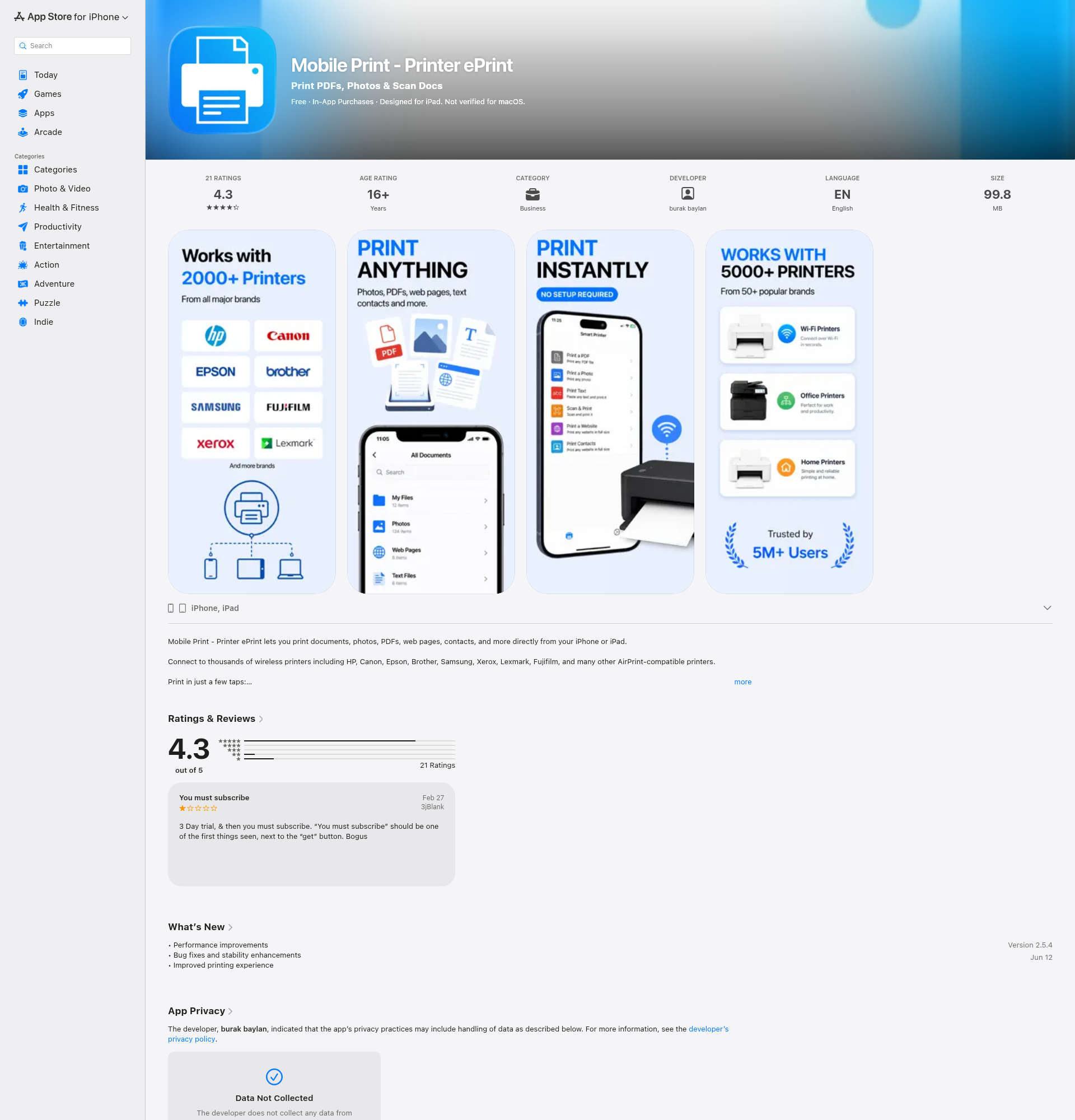 Landing page screenshot for apps.apple.com, 1920 by 2000 pixels