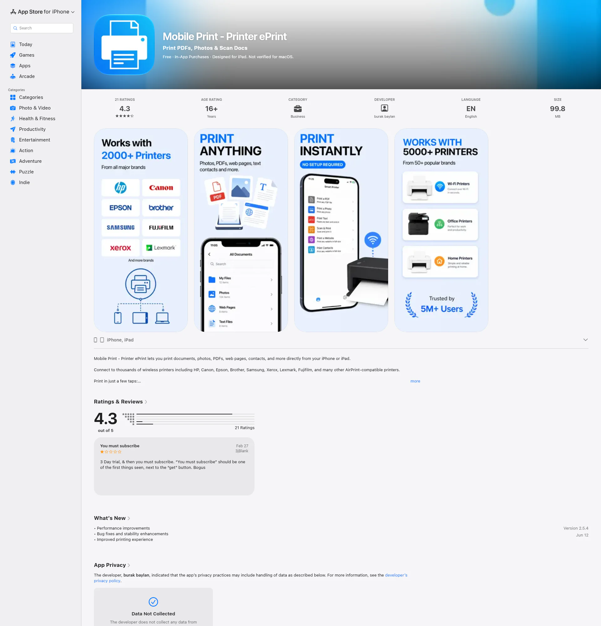 SmartPrinter landing page