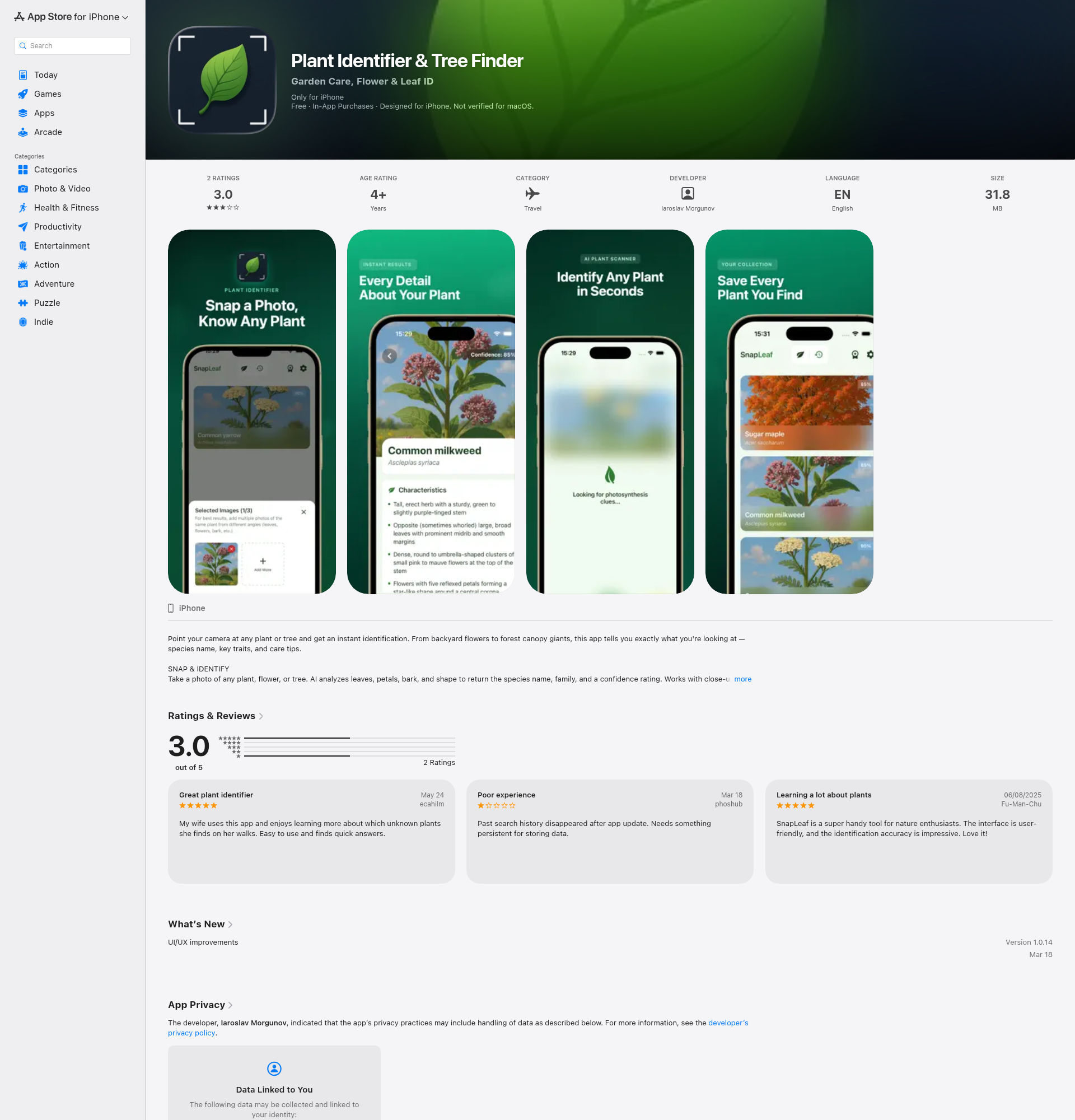 Landing page screenshot for apps.apple.com, 1920 by 2000 pixels