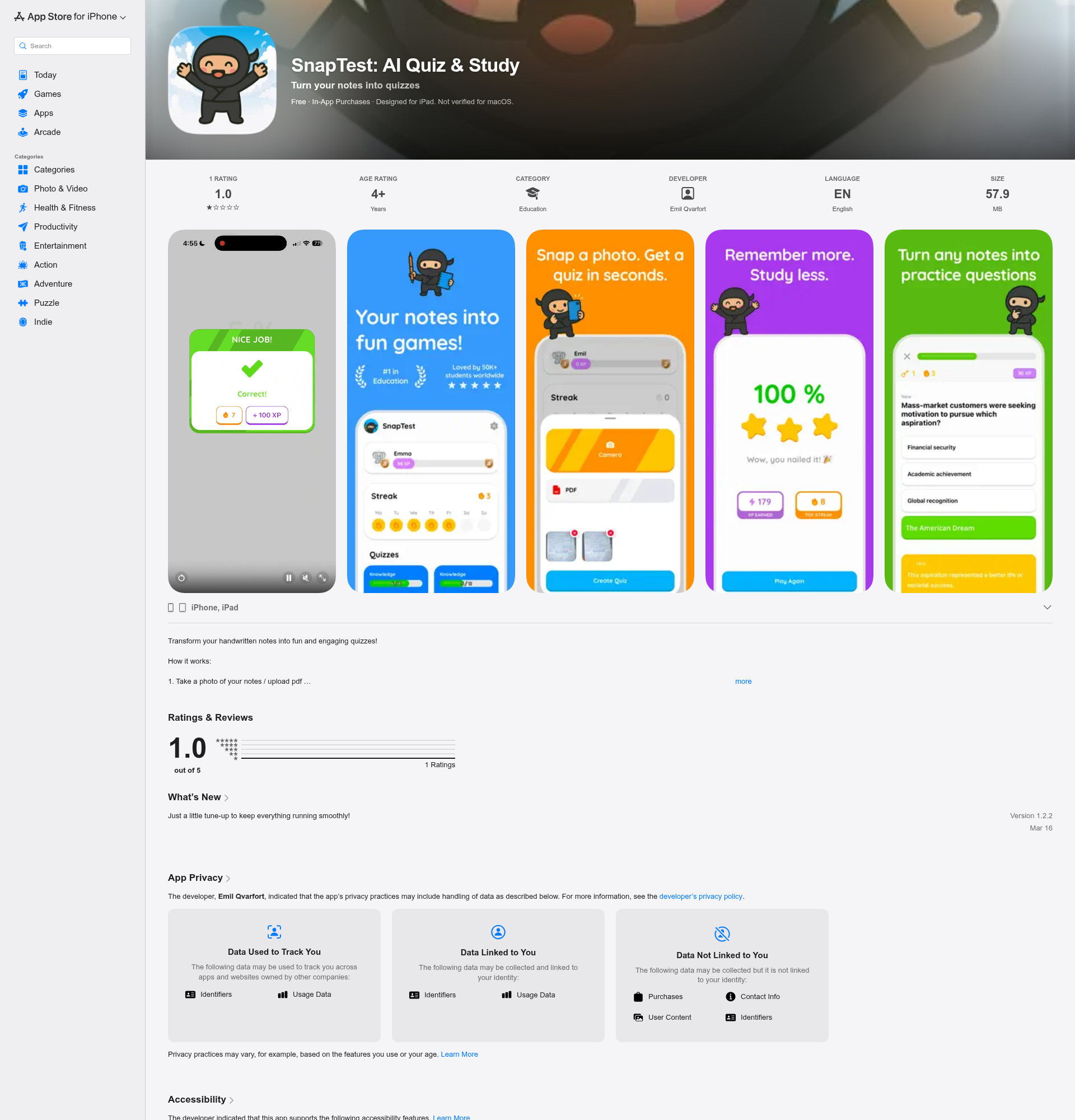 Landing page screenshot for apps.apple.com, 1920 by 2000 pixels