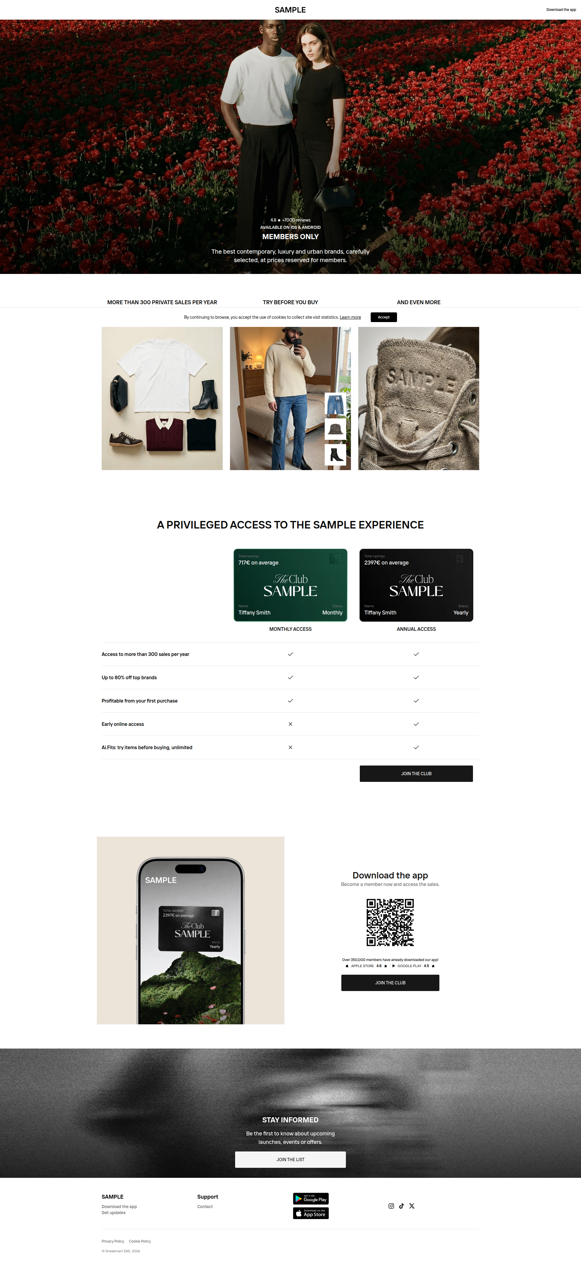 Landing page screenshot for sneakmart.com, 1920 by 4189 pixels