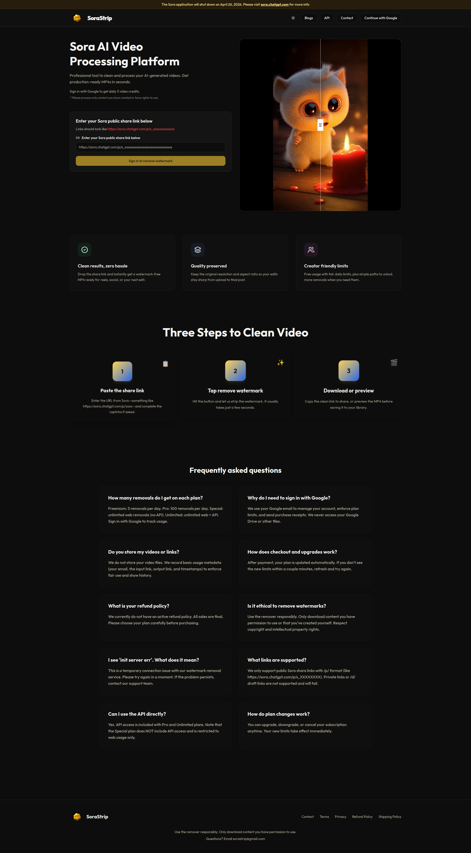 Landing page screenshot for sorastrip.app, 1920 by 3473 pixels