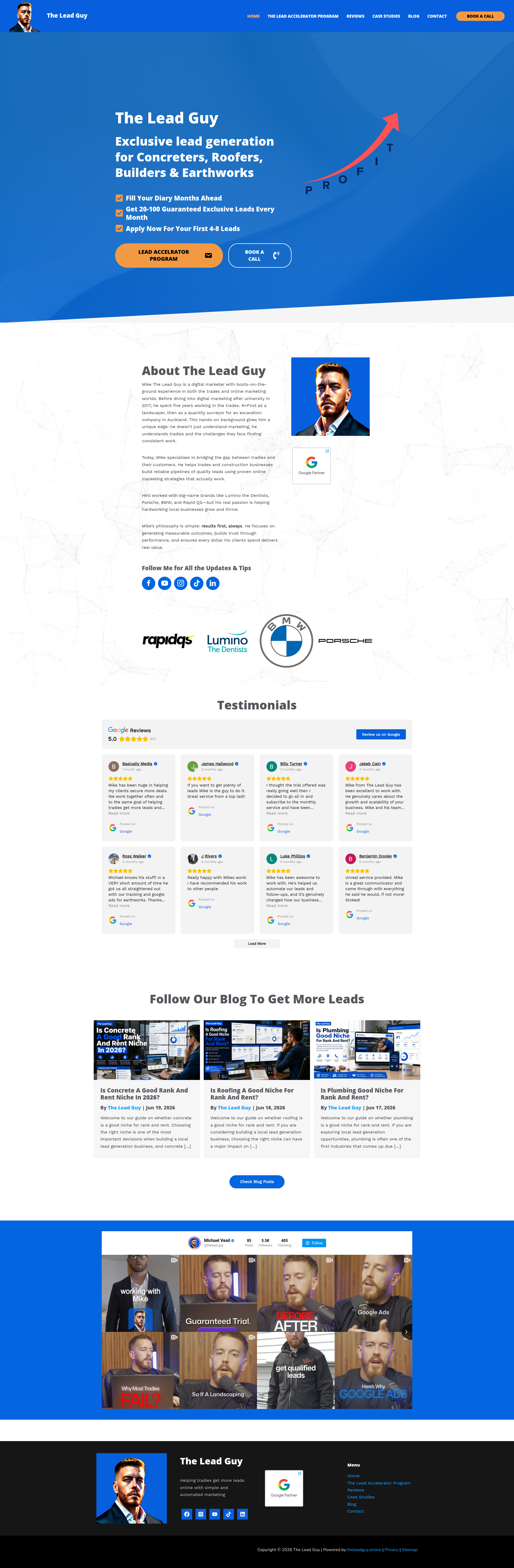 Landing page screenshot for theleadguy.online, 1920 by 5857 pixels