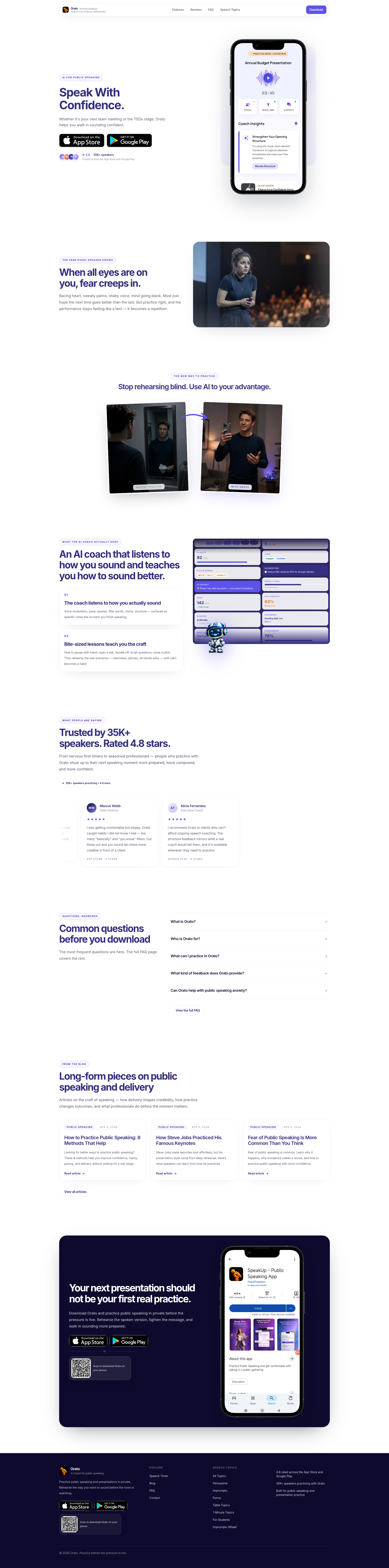 Landing page screenshot for getorato.com, 1920 by 7738 pixels