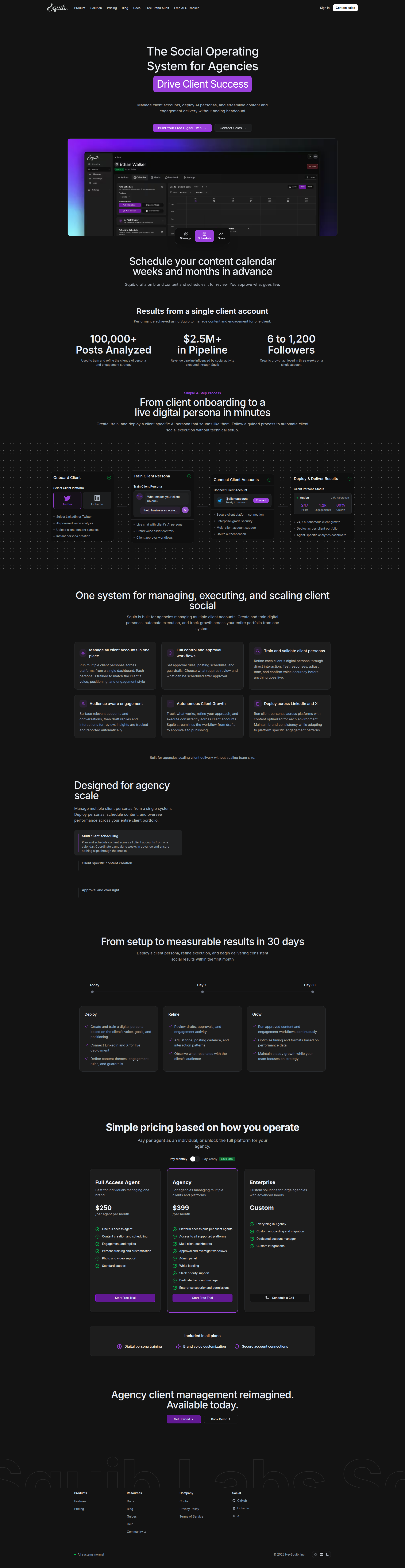 Landing page screenshot for heysquib.com, 1920 by 7429 pixels