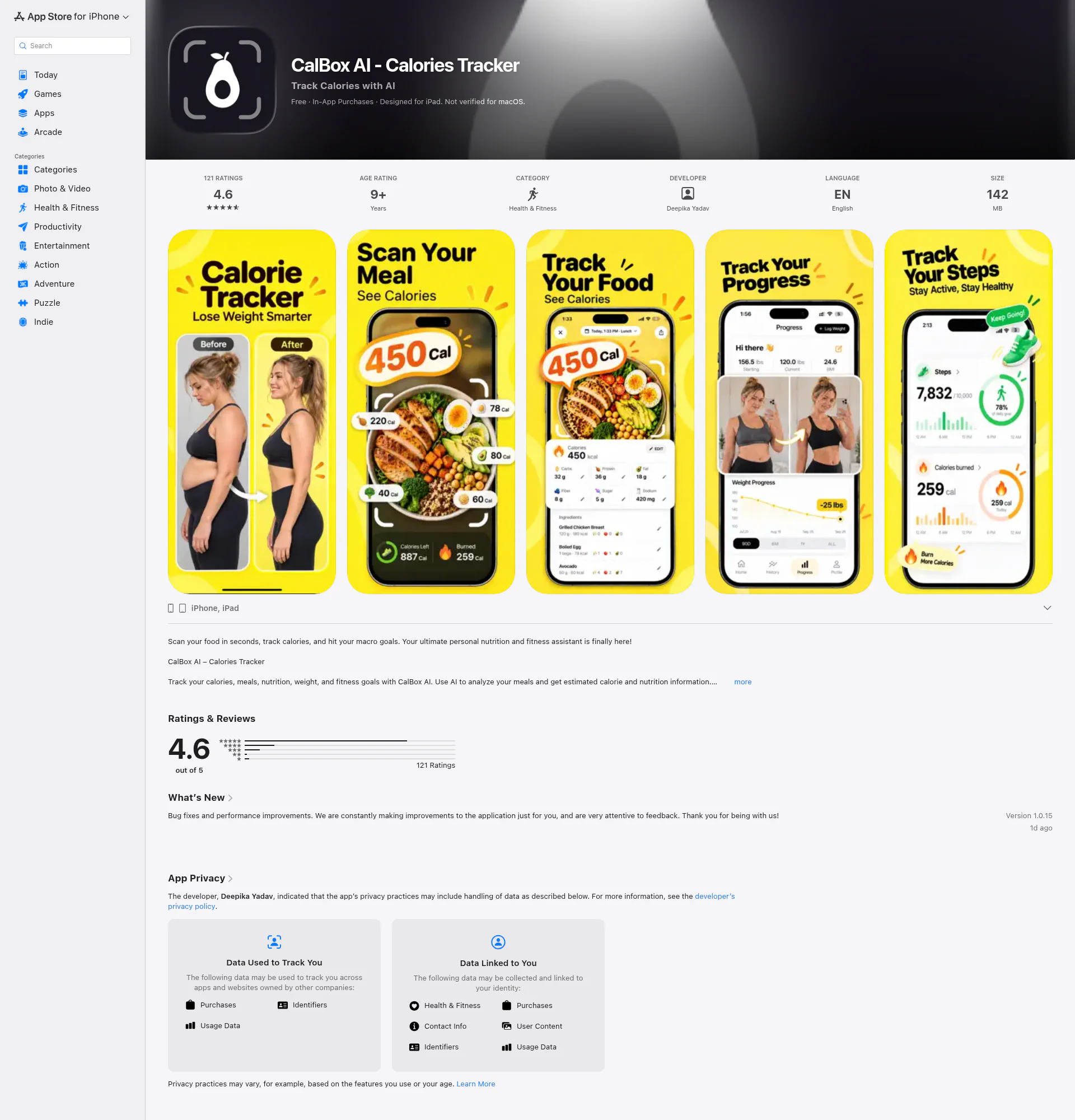 CalBox AI Calorie Tracker landing page