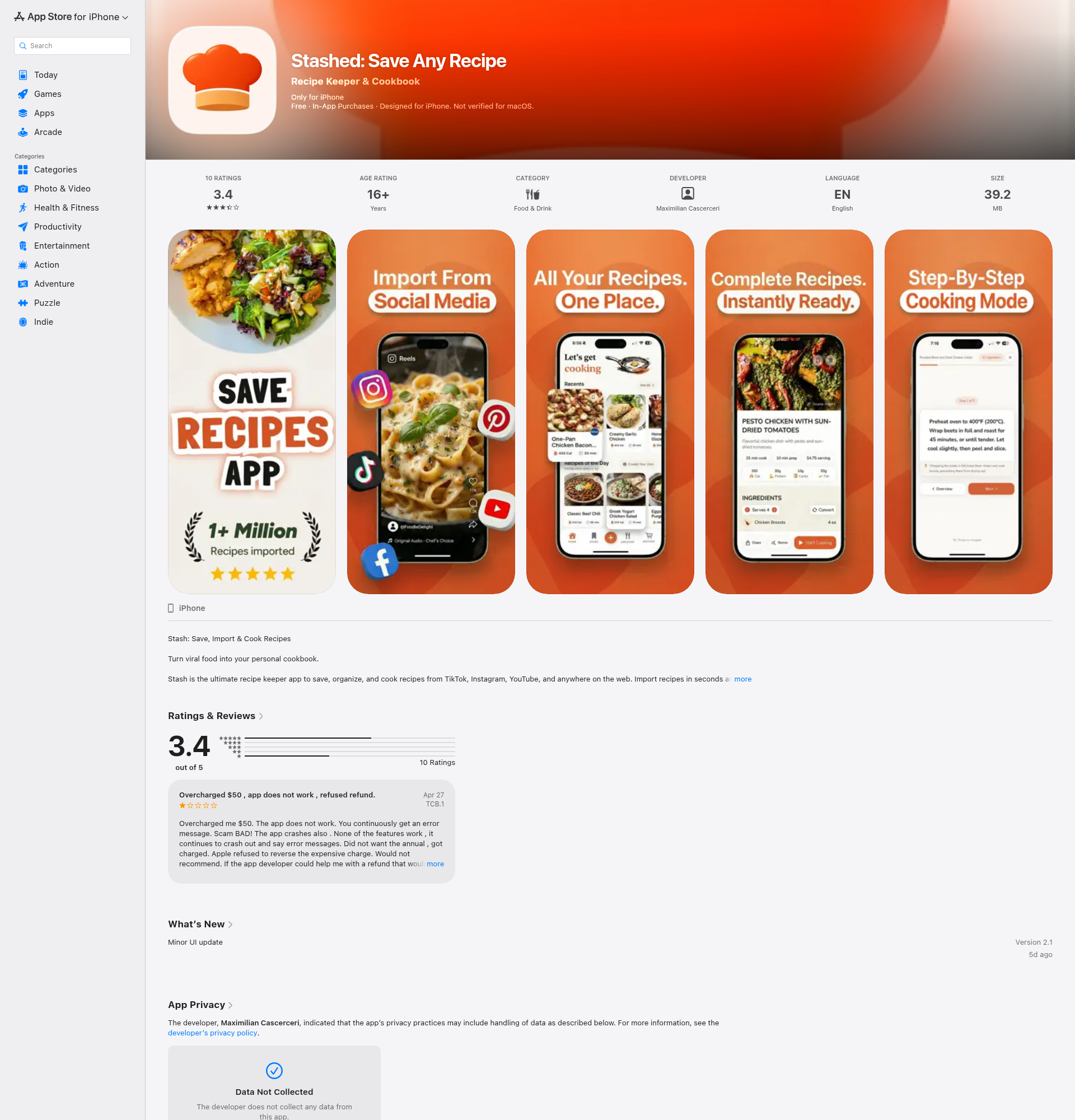 Landing page screenshot for apps.apple.com, 1920 by 2000 pixels