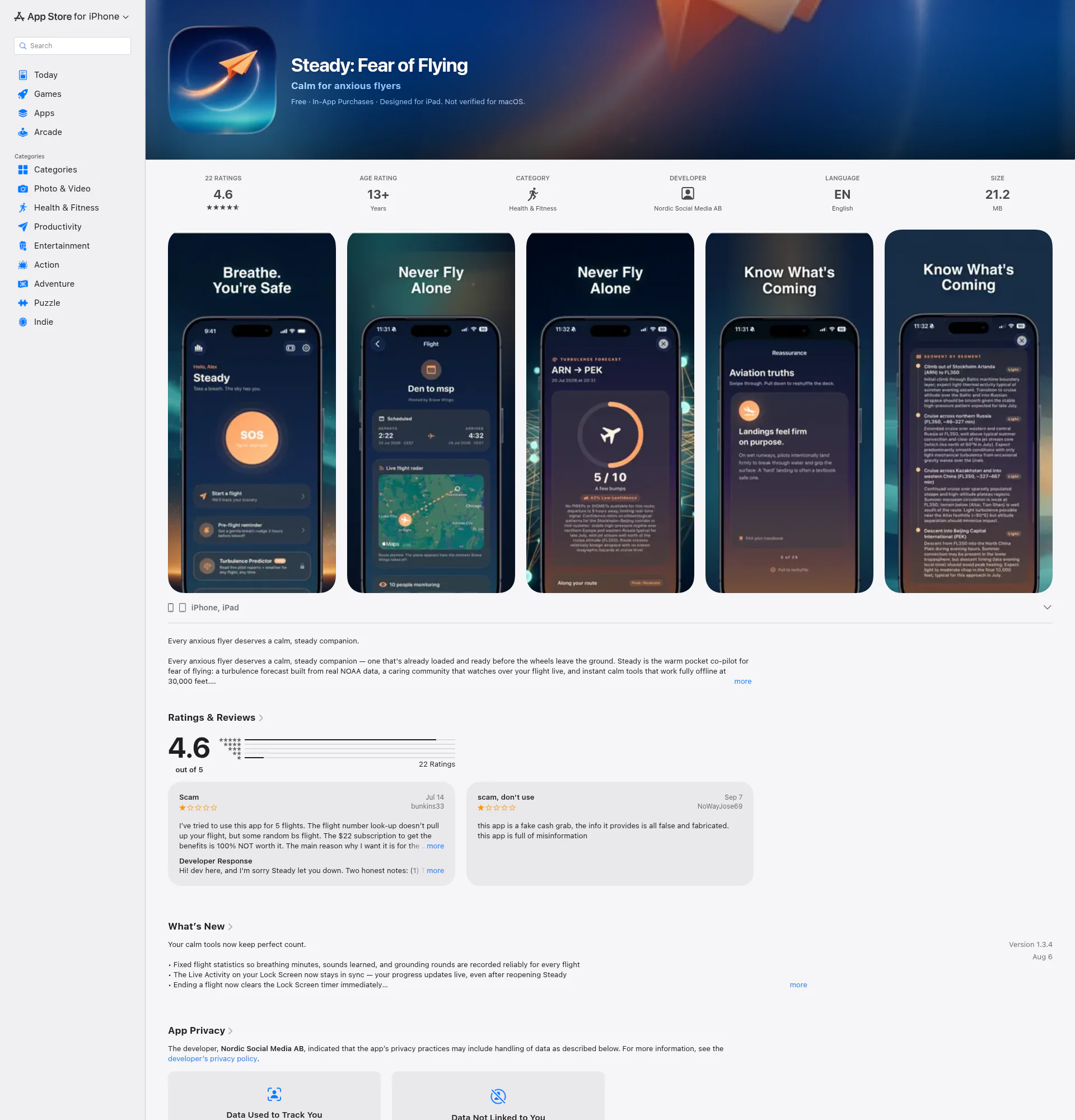 Steady - Fear of Flying landing page