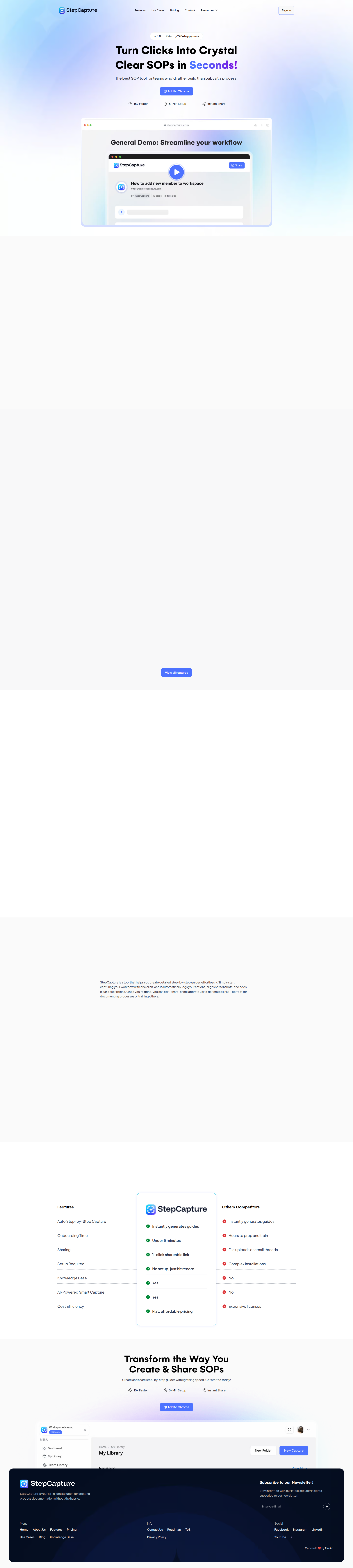 Landing page screenshot for stepcapture.com, 1920 by 8525 pixels