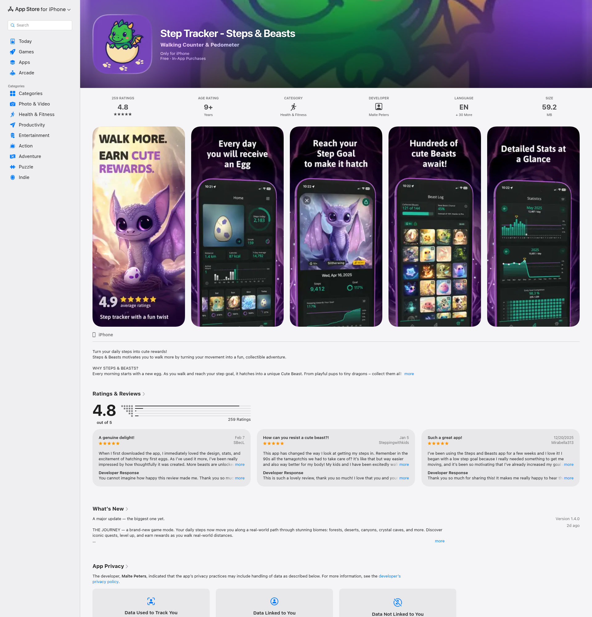 Landing page screenshot for apps.apple.com, 1920 by 2000 pixels