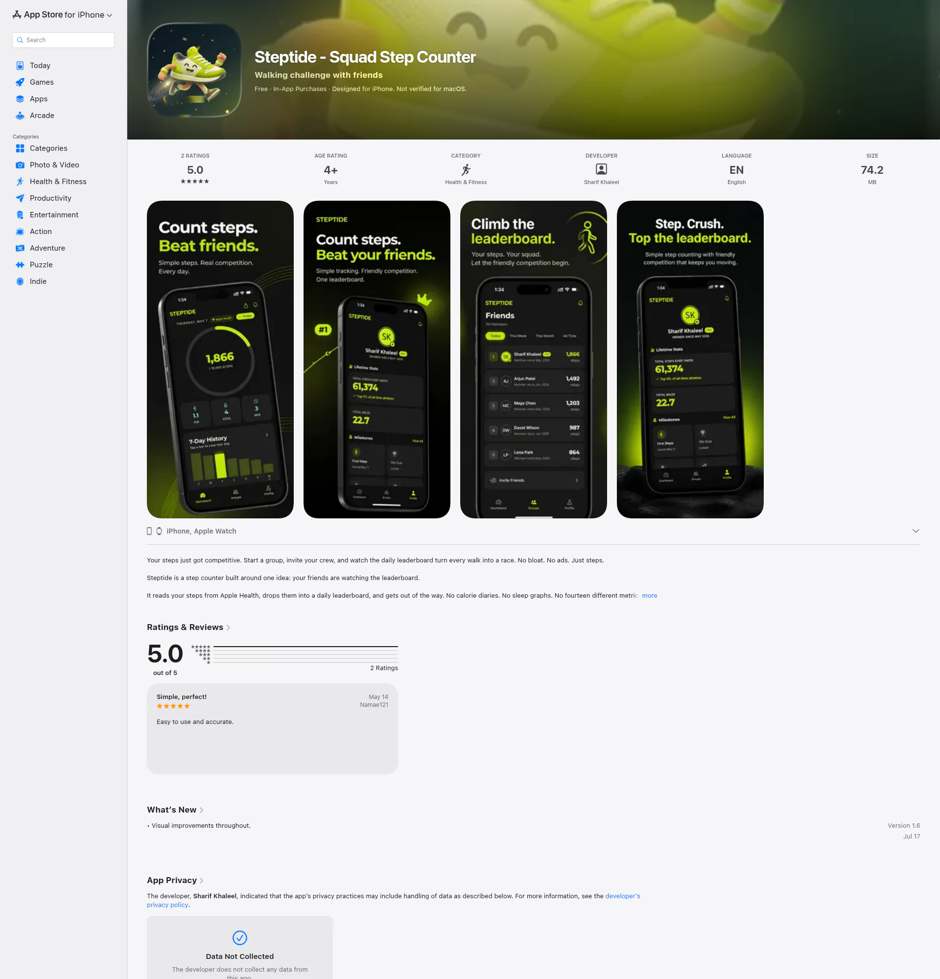 Steptide landing page